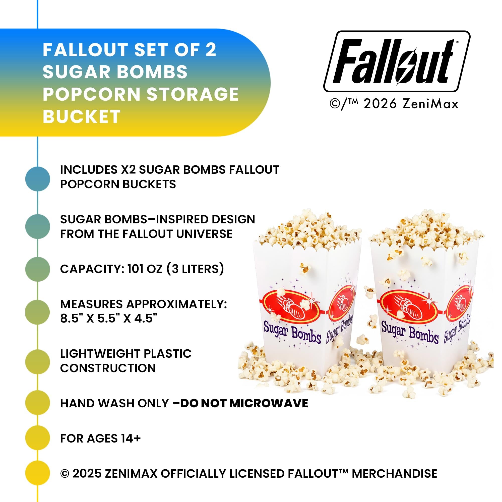 Fallout Sugar Bombs Popcorn Buckets | Set Of 2