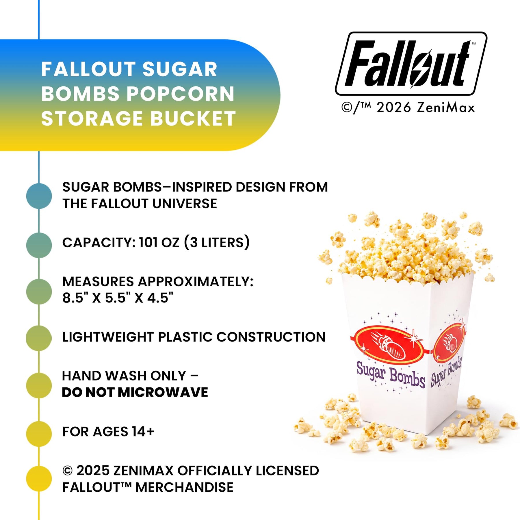 Fallout Sugar Bombs Popcorn Bucket | Holds 3 Liters