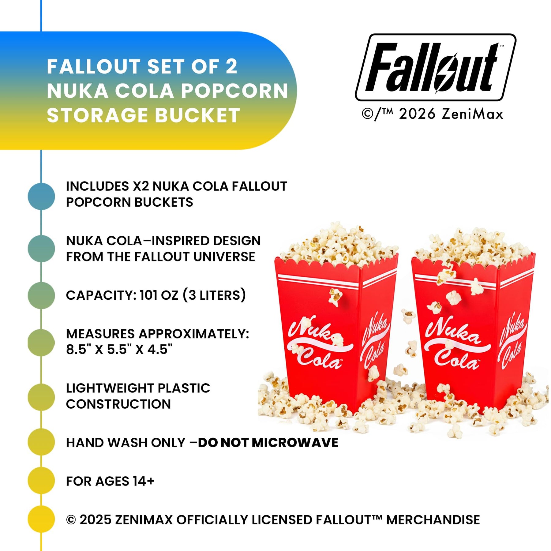 Fallout Nuka-Cola Popcorn Buckets | Set Of 2