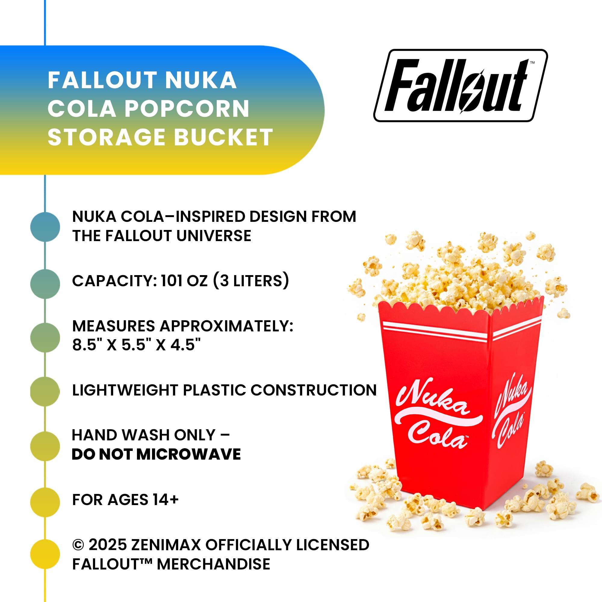 Fallout Nuka-Cola Popcorn Bucket | Holds 3 Liters