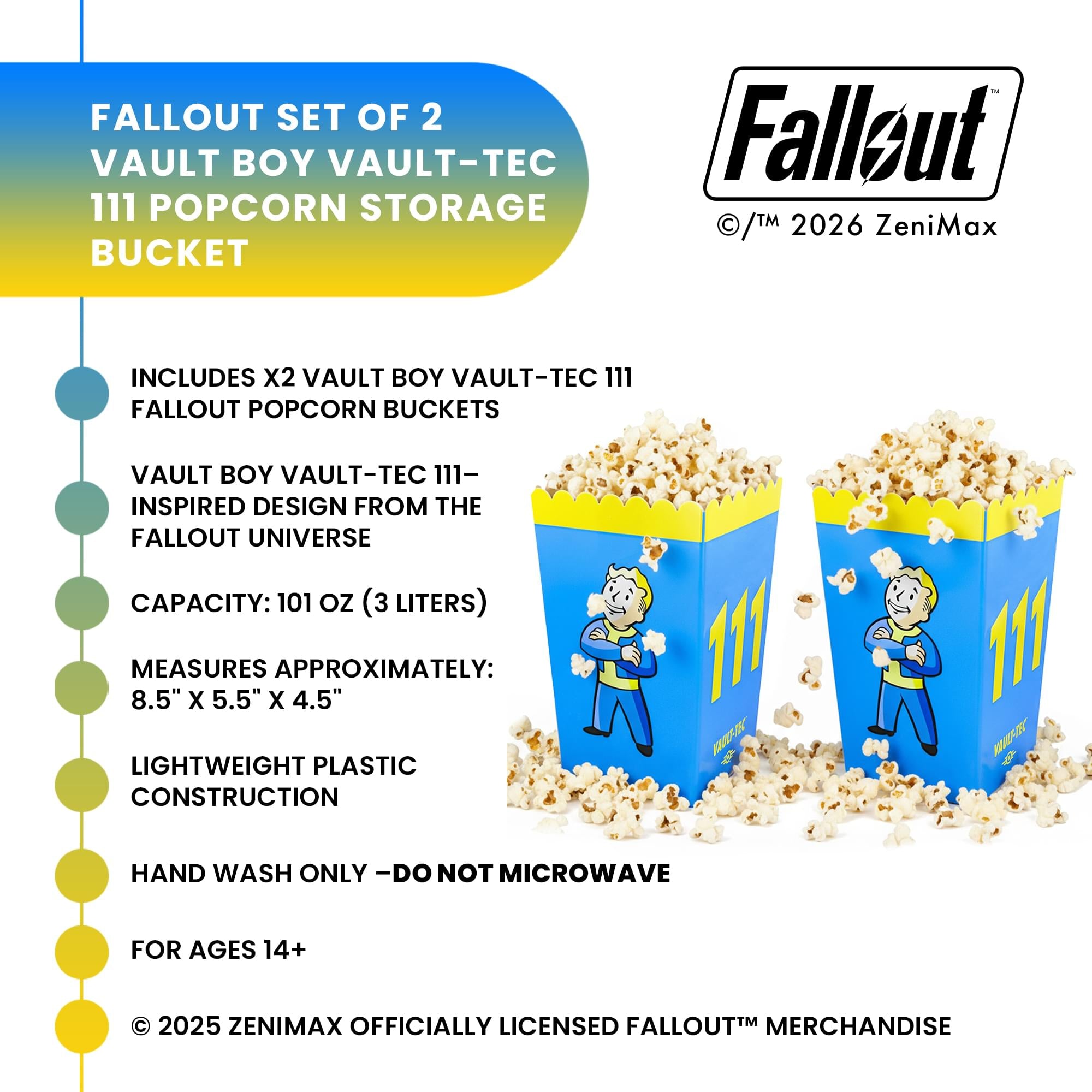Fallout Vault Boy Popcorn Buckets | Set Of 2
