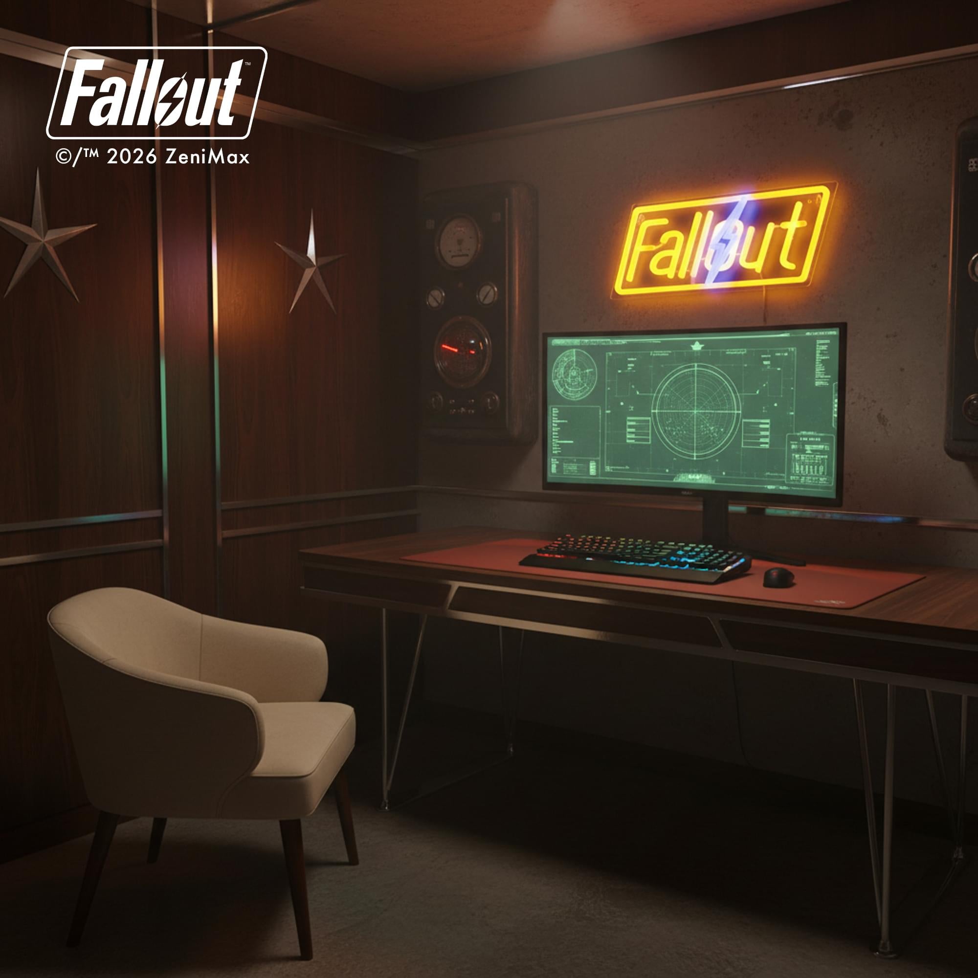 Fallout Logo Hanging LED Neon Wall Light | 13 x 5 Inches