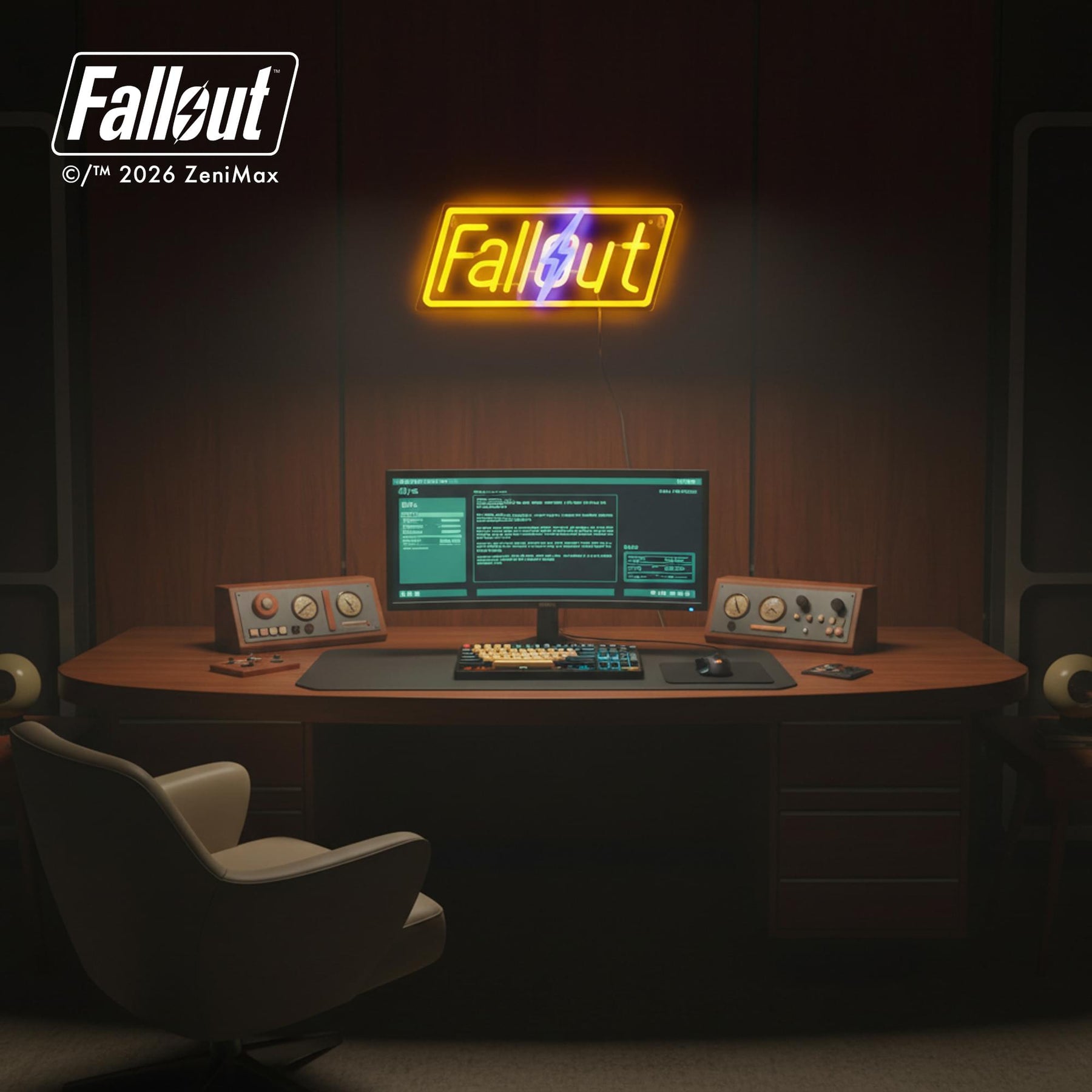Fallout Logo Hanging LED Neon Wall Light | 13 x 5 Inches
