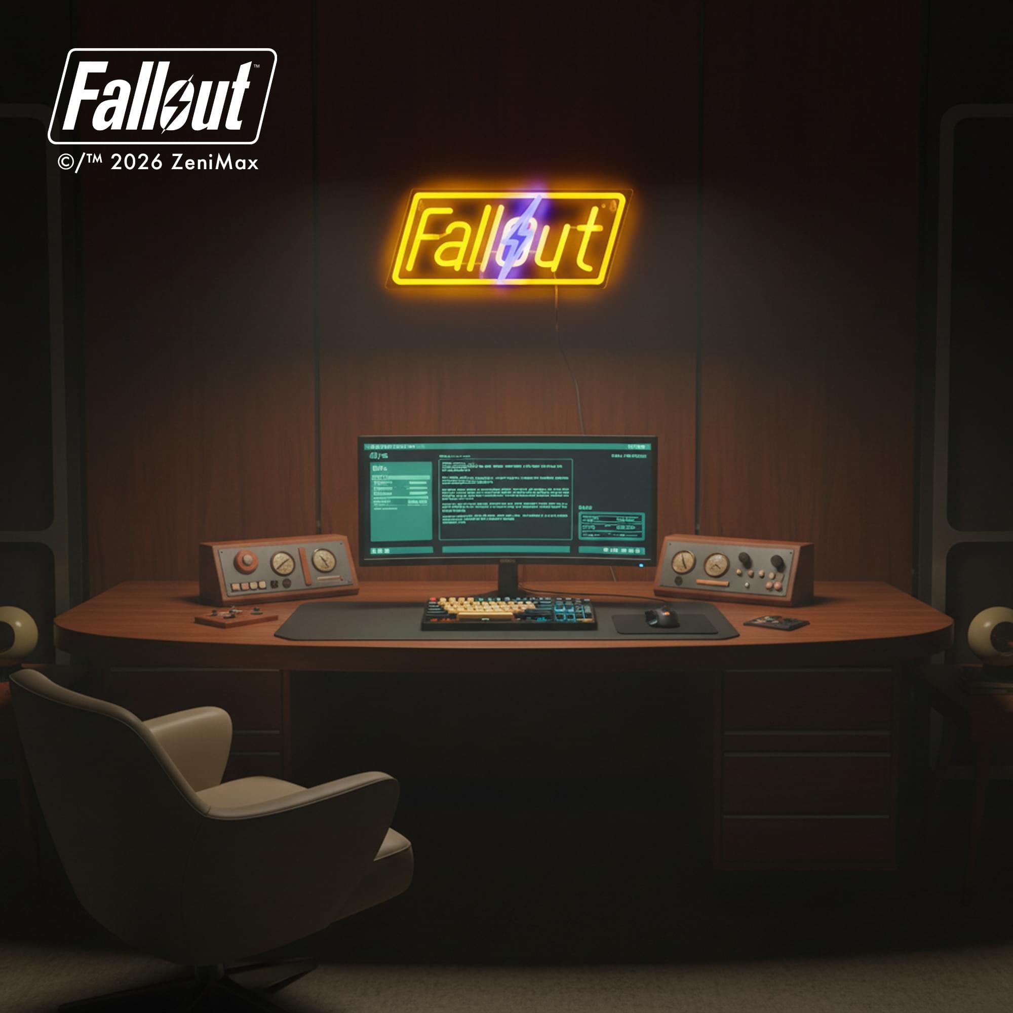 Fallout Logo Hanging LED Neon Wall Light | 13 x 5 Inches