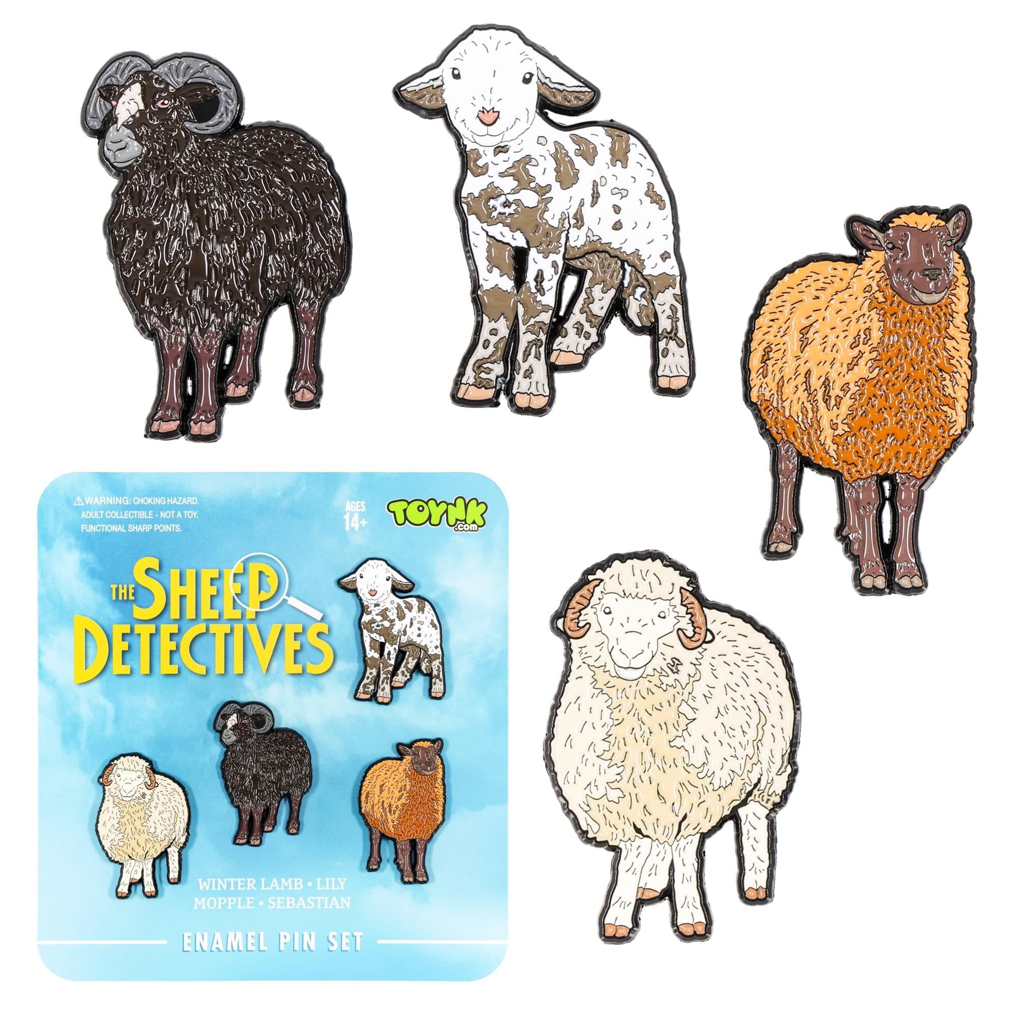 The Sheep Detectives Characters 4-Piece Enamel Pin Set