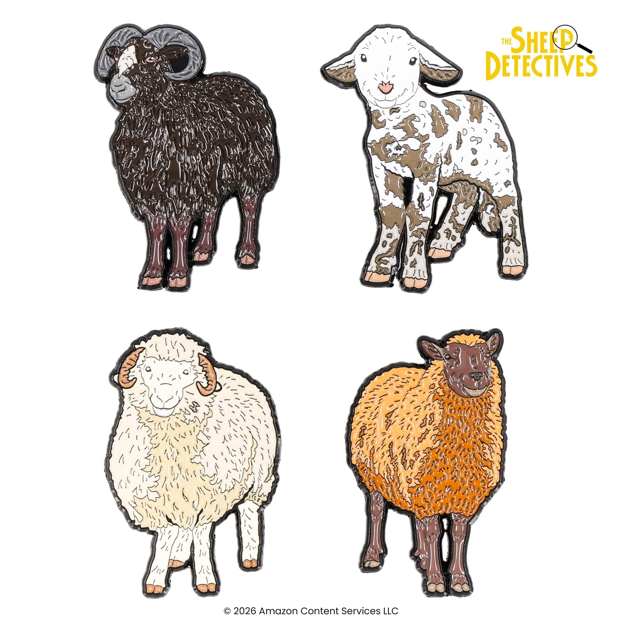The Sheep Detectives Characters 4-Piece Enamel Pin Set