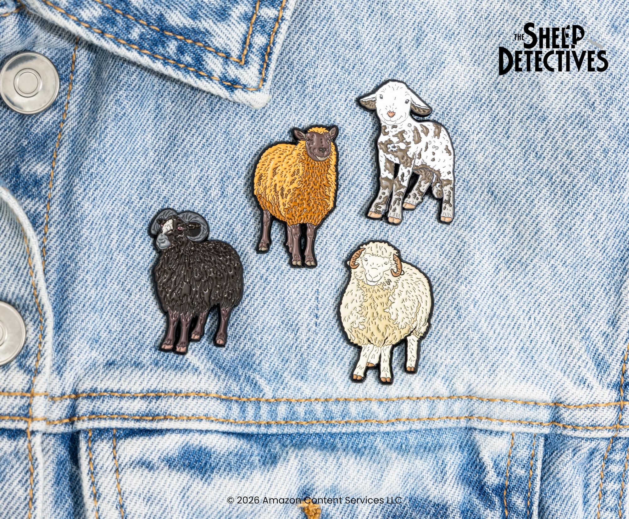 The Sheep Detectives Characters 4-Piece Enamel Pin Set