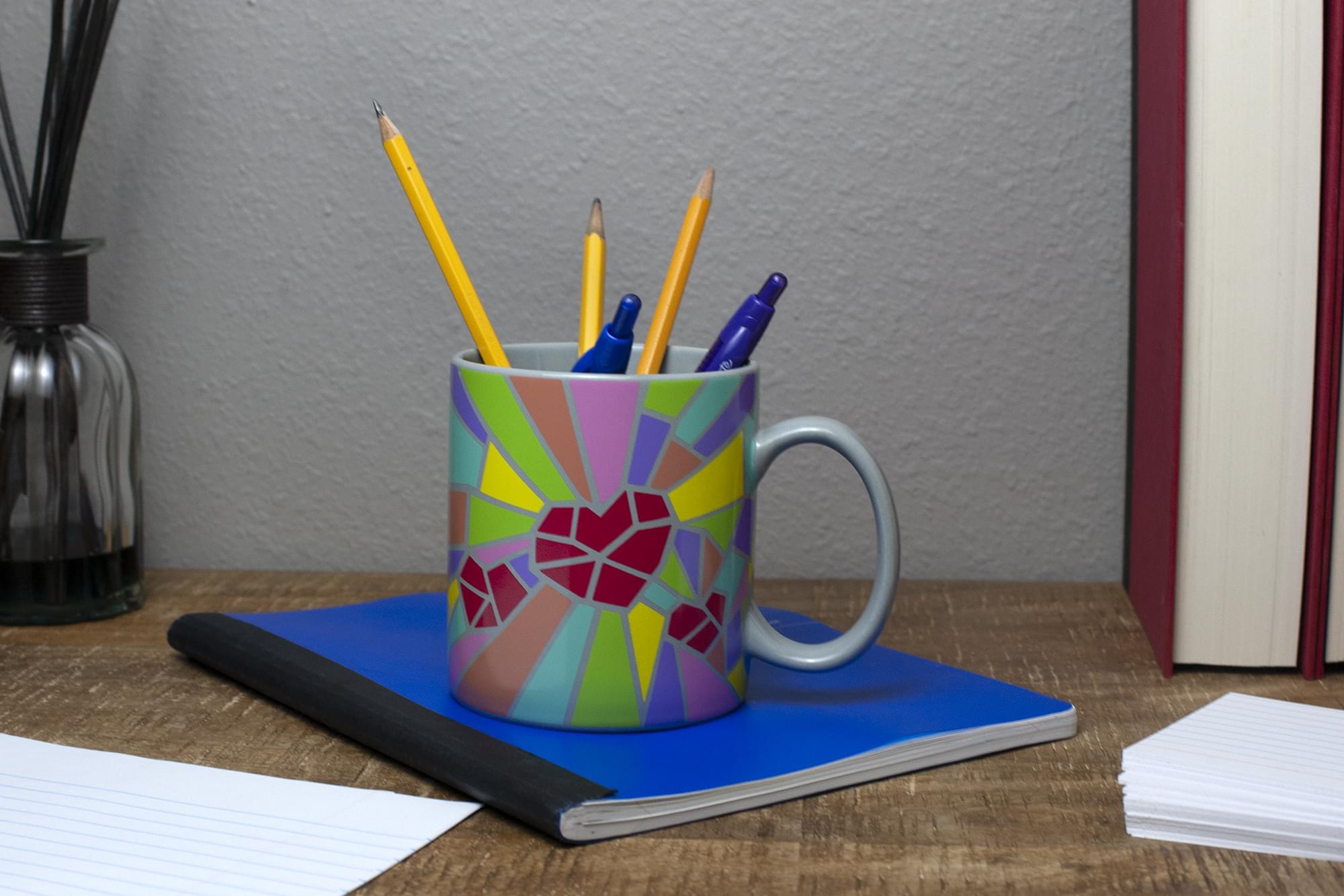 2020 Sidewalk Chalk Inspired Mosaic Heart Ceramic Coffee Mug | Holds 16 Ounces