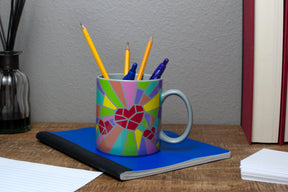 2020 Sidewalk Chalk Inspired Mosaic Heart Ceramic Coffee Mug | Holds 16 Ounces