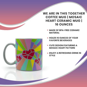 2020 Sidewalk Chalk Inspired Mosaic Heart Ceramic Coffee Mug | Holds 16 Ounces