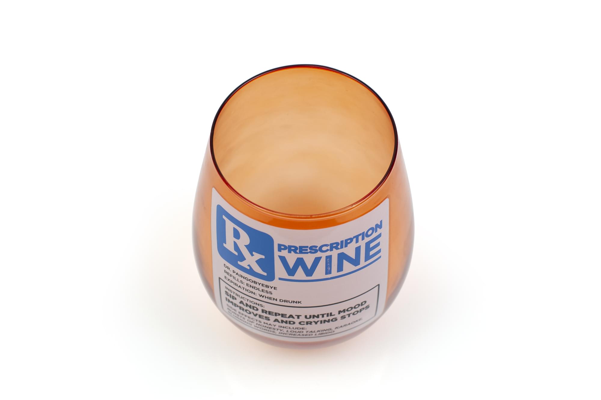 Rx Prescription Stemless Wine Glass | Funny Wine Glass | 30 Ounces