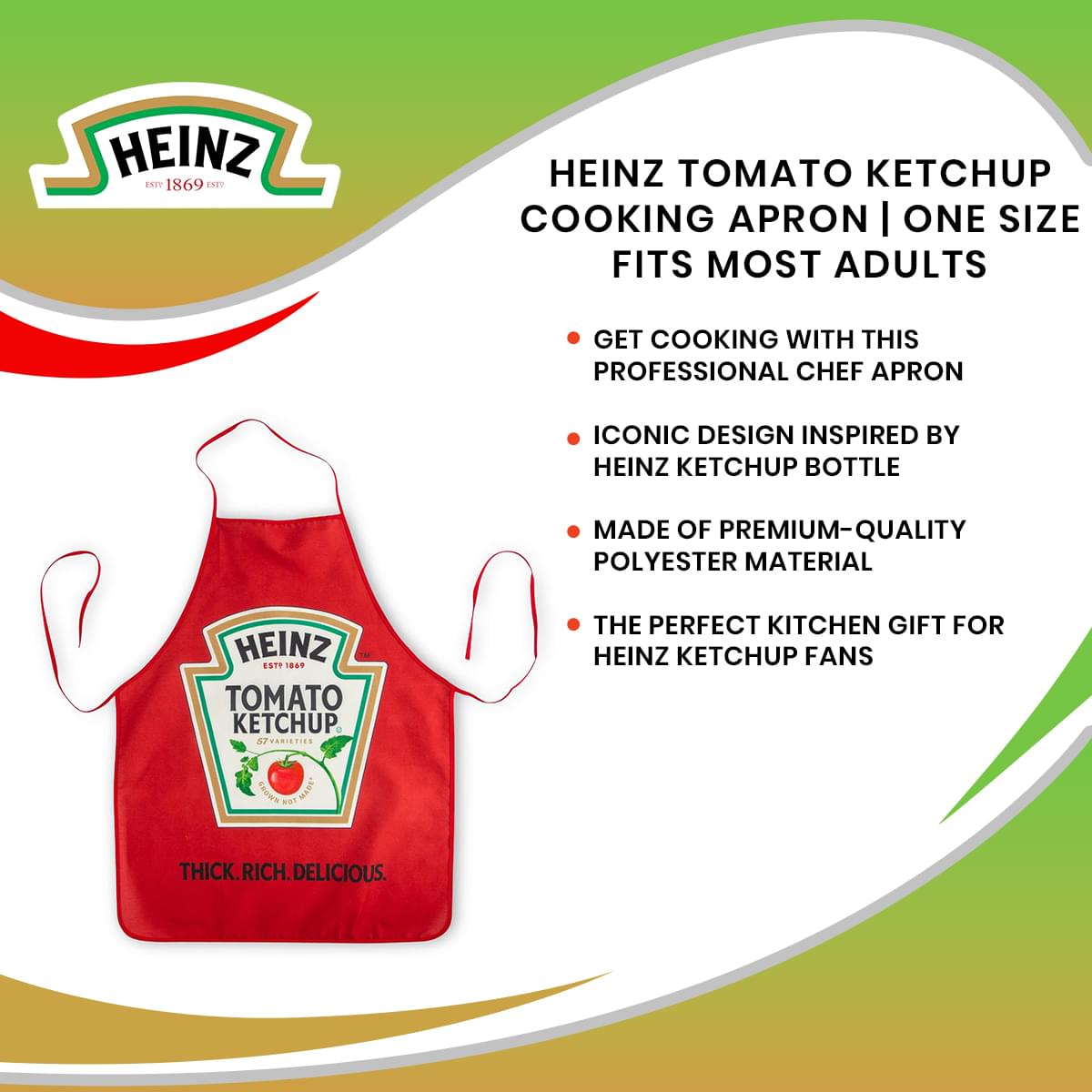 Heinz Tomato Ketchup Cooking Apron | One Size Fits Most Adults