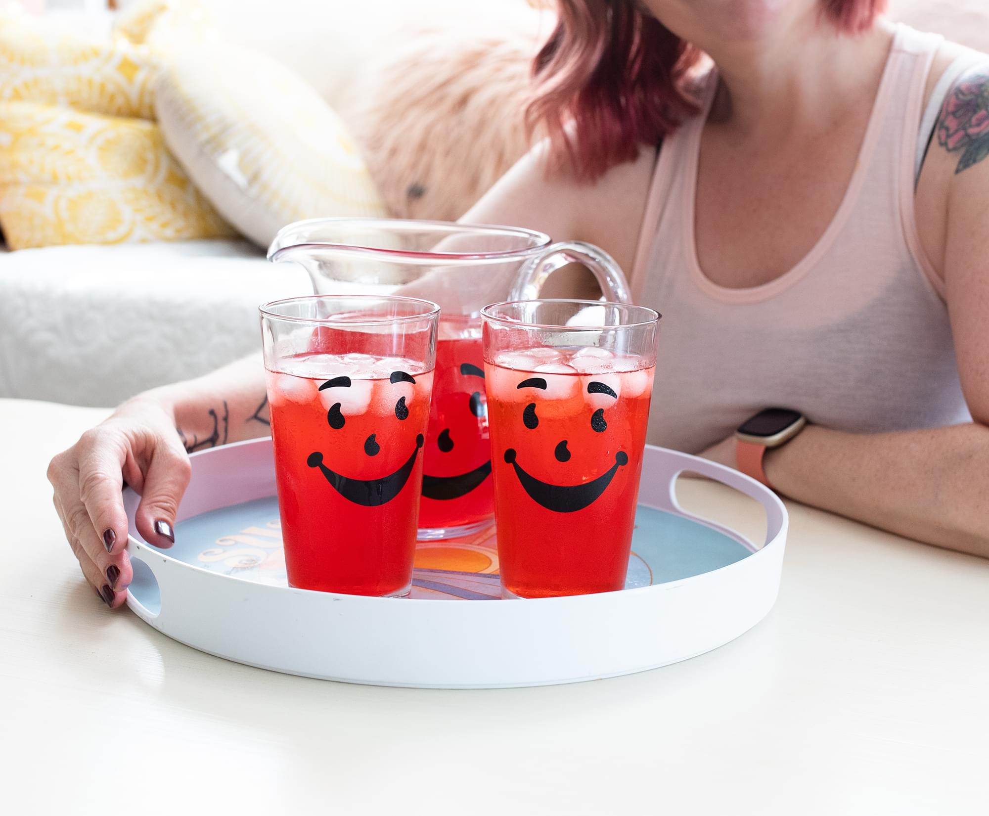 Kool-Aid Man 64-Ounce Glass Pitcher and Two 16-Ounce Pint Glasses