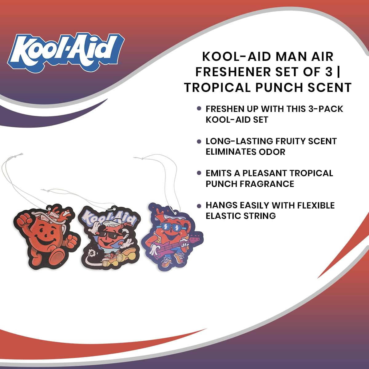 Kool-Aid Man Air Freshener Set Of 3 | Tropical Punch Scent