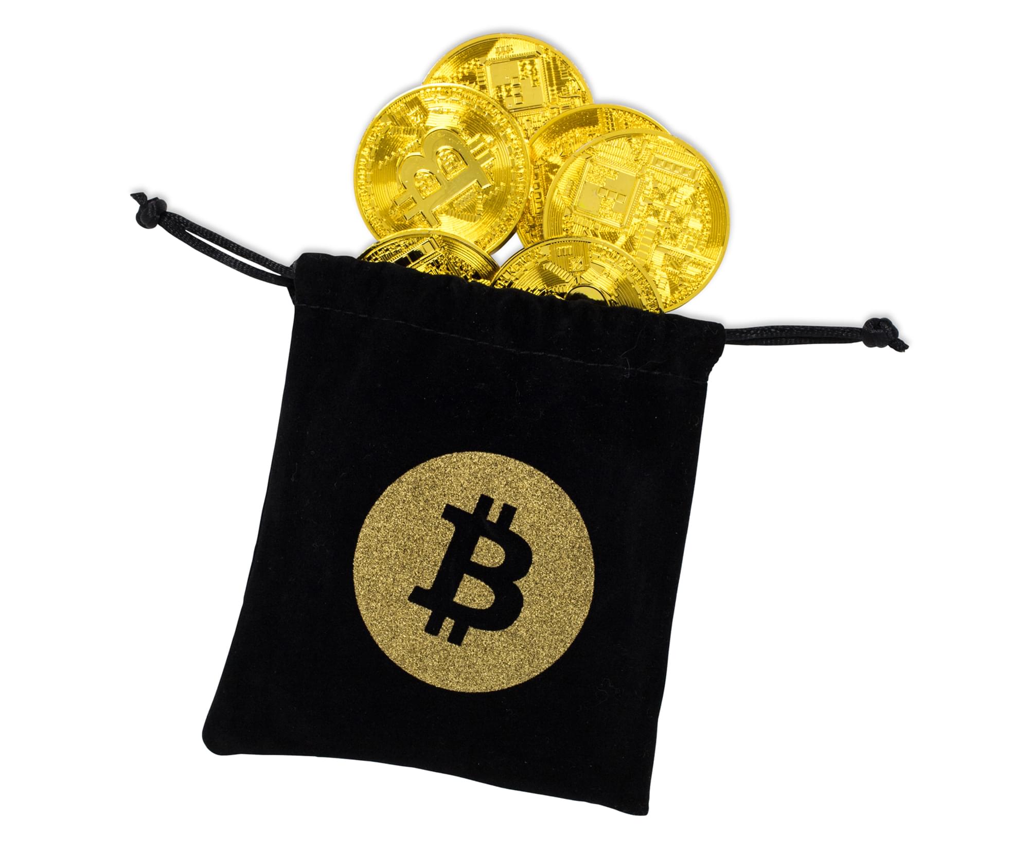 Bag of Bitcoins Cryptocurrency Souvenir Novelty Item | Includes 20 Tokens