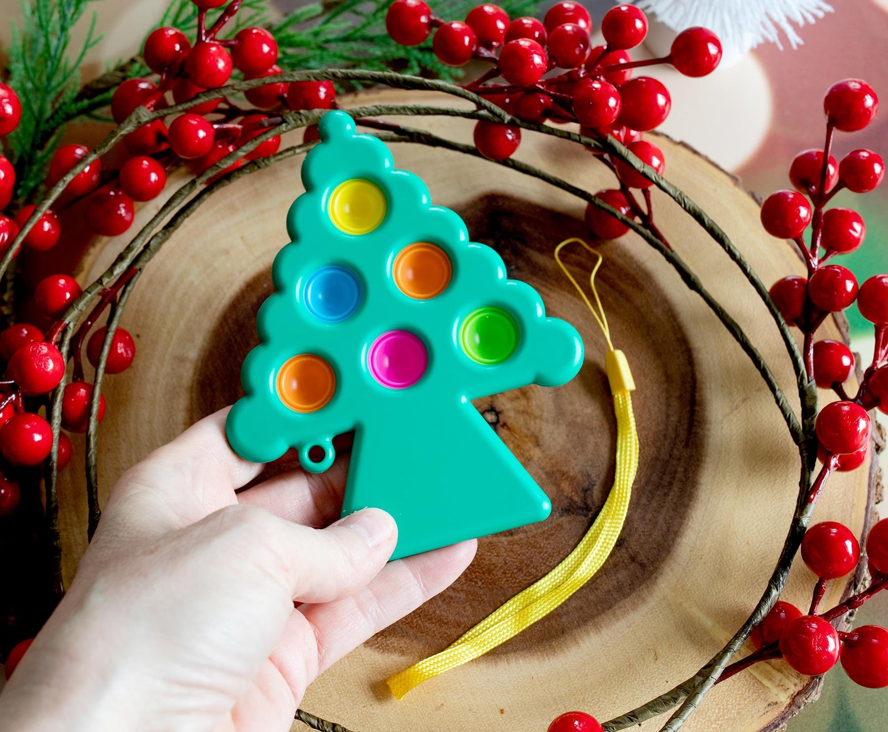 Pop Fidget Toy Holiday Tree 6-Button Bubble Popping Game