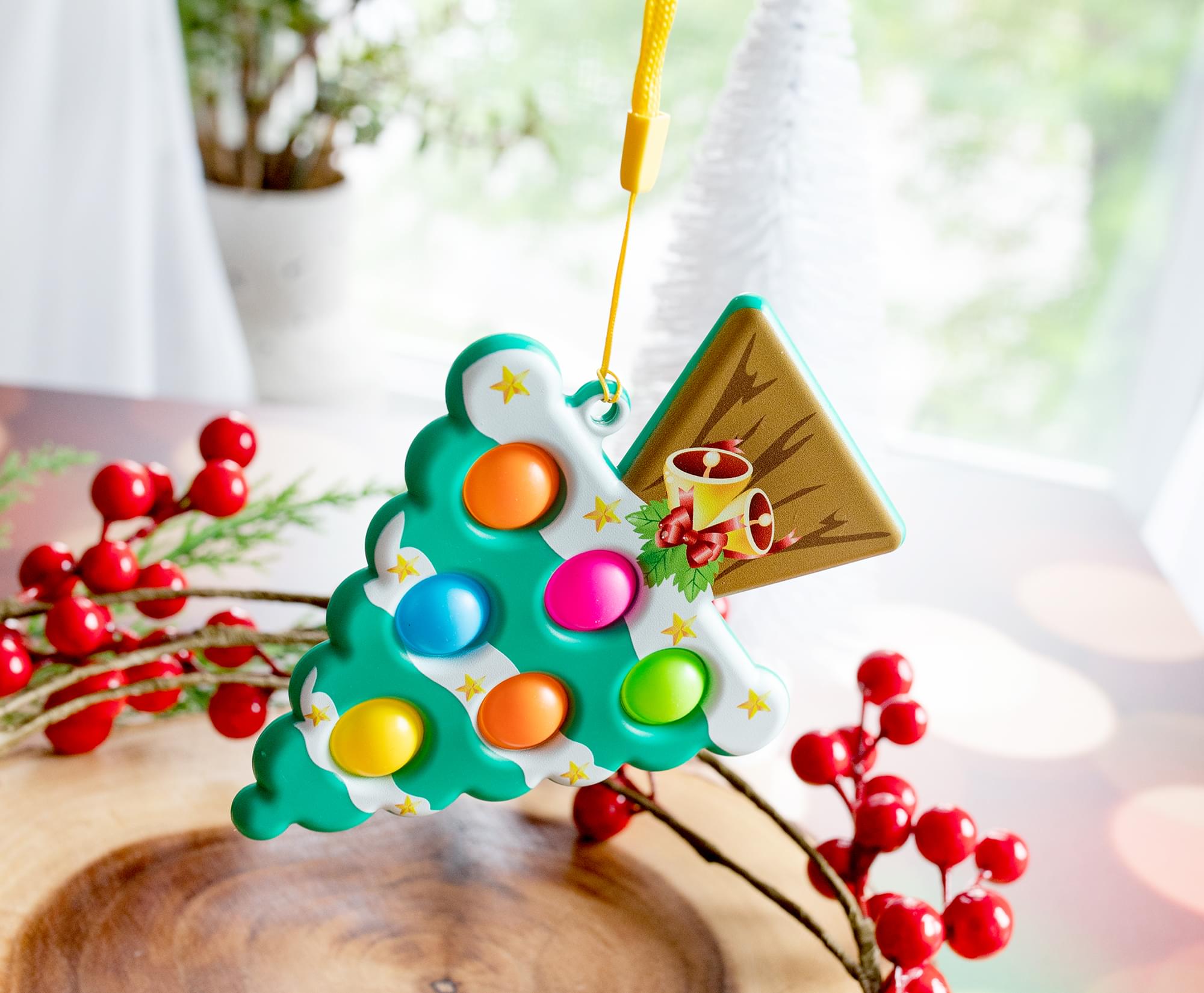 Pop Fidget Toy Holiday Tree 6-Button Bubble Popping Game