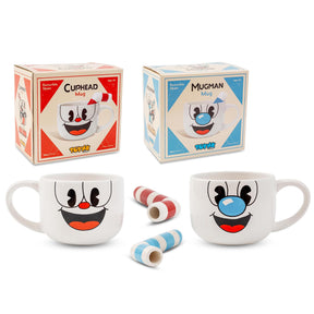 Cuphead & Mugman 24oz Ceramic Mug and Straw | Set of 2