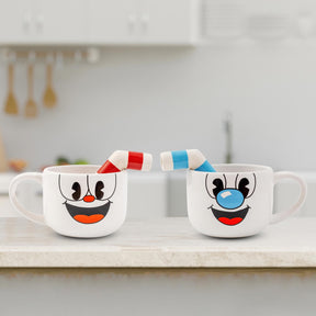 Cuphead & Mugman 24oz Ceramic Mug and Straw | Set of 2