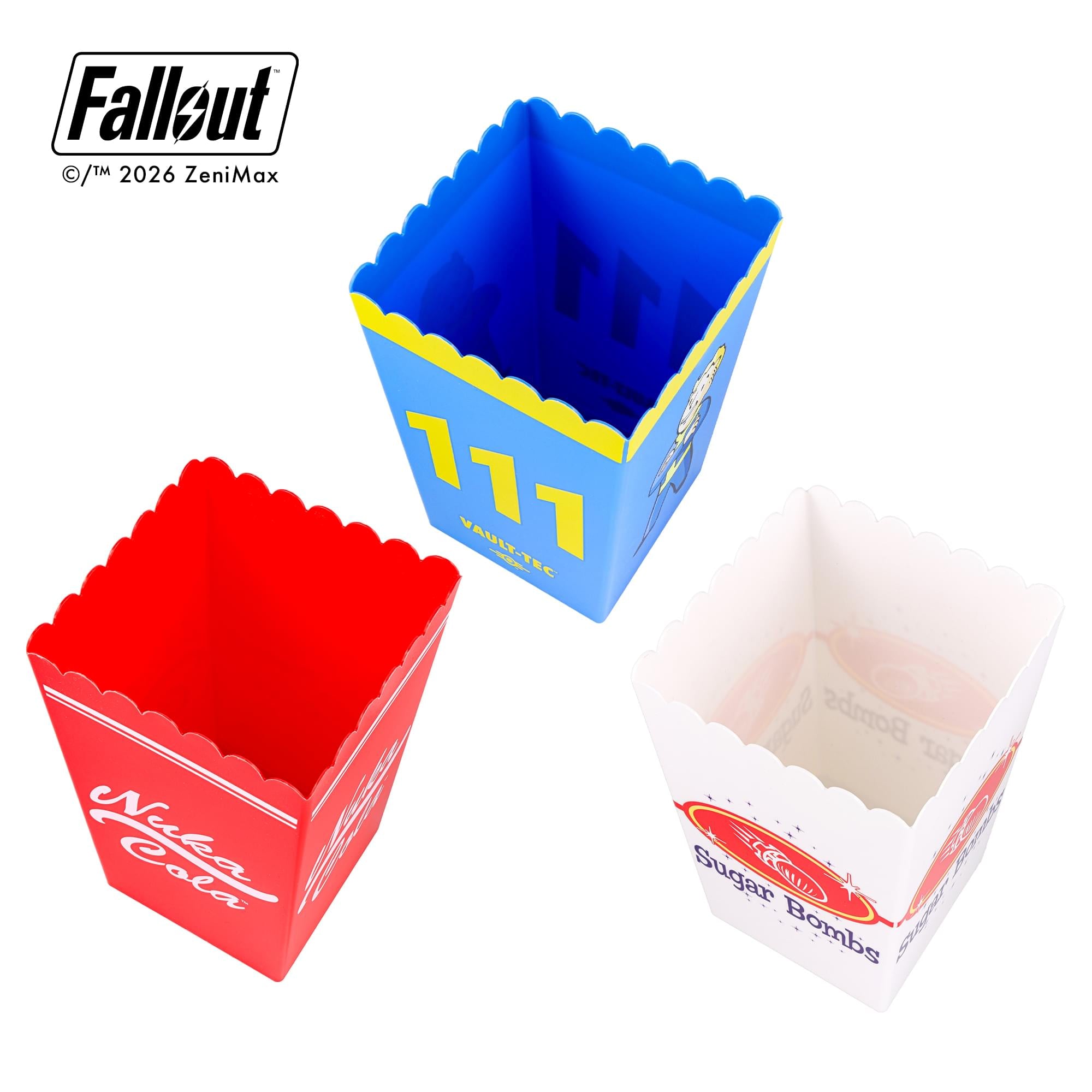 Fallout Popcorn Bucket Set of 3 | Nuka-Cola, Vault Boy, Sugar Bombs
