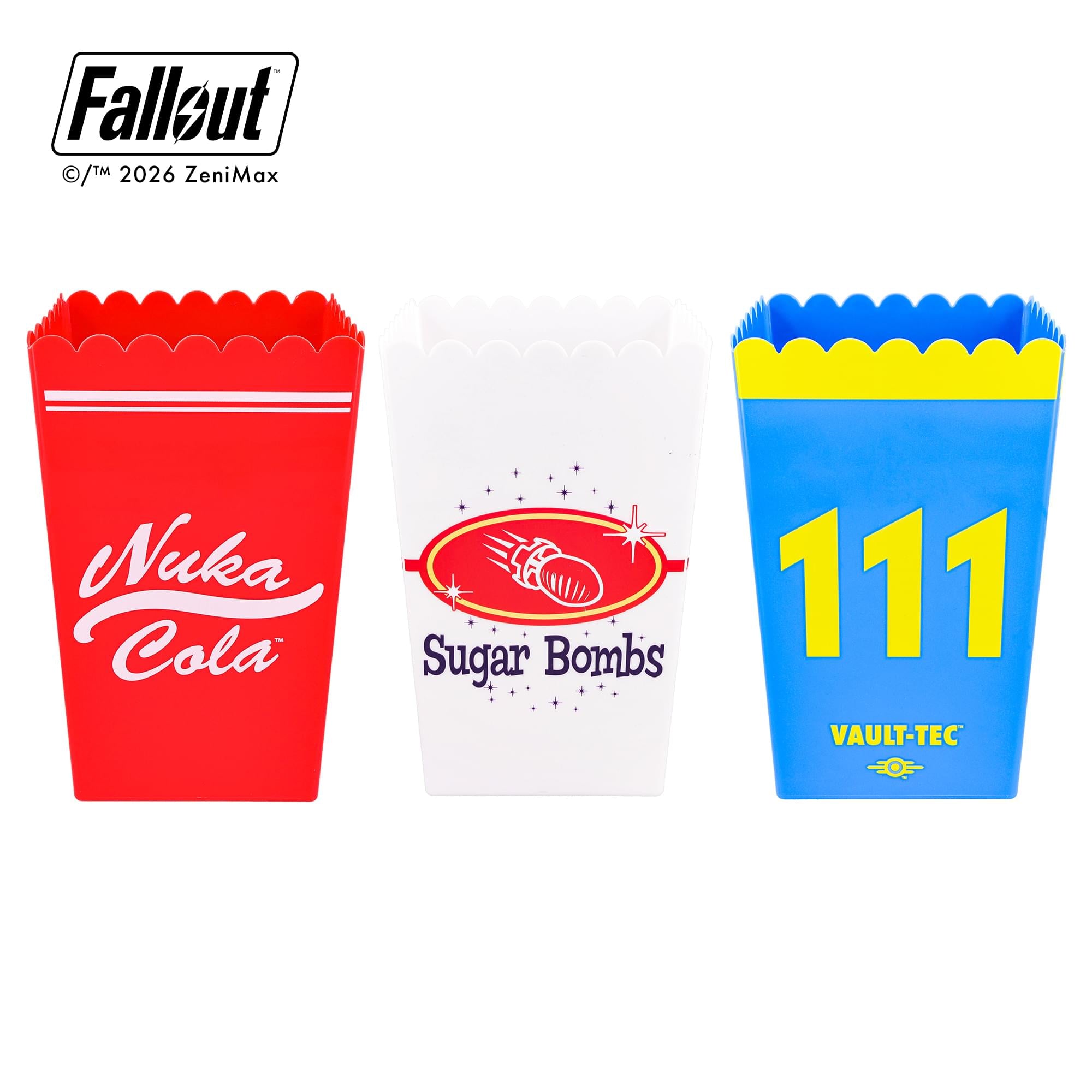 Fallout Popcorn Bucket Set of 3 | Nuka-Cola, Vault Boy, Sugar Bombs