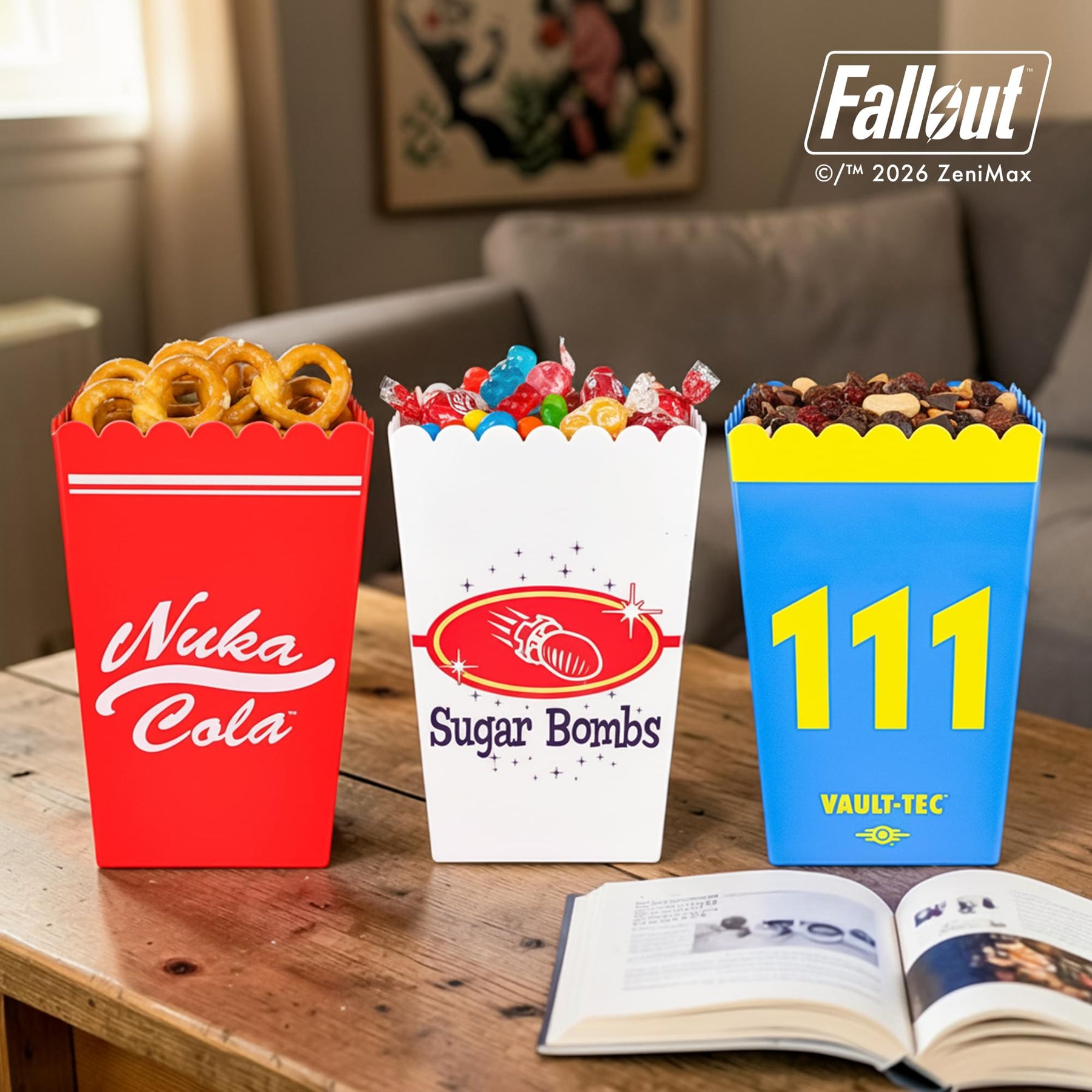 Fallout Popcorn Bucket Set of 3 | Nuka-Cola, Vault Boy, Sugar Bombs