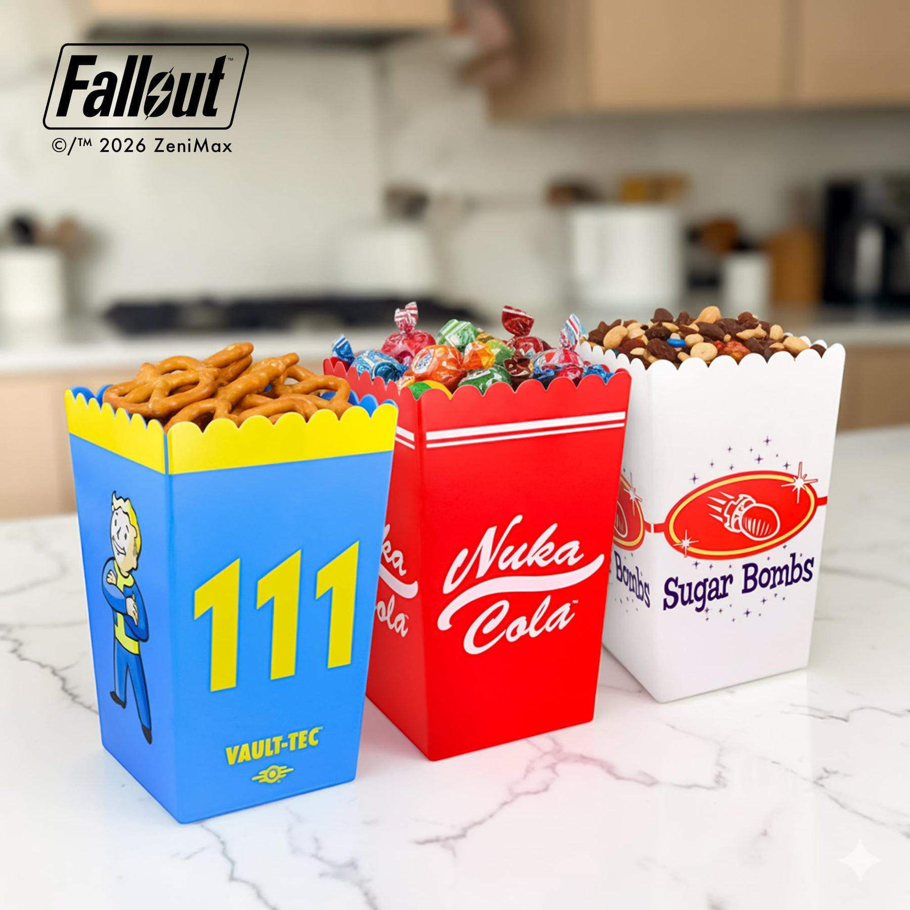 Fallout Popcorn Bucket Set of 3 | Nuka-Cola, Vault Boy, Sugar Bombs