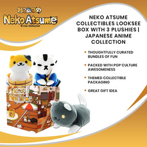 Neko Atsume Collectibles LookSee Box with 3 Plushies | Japanese Anime Collection