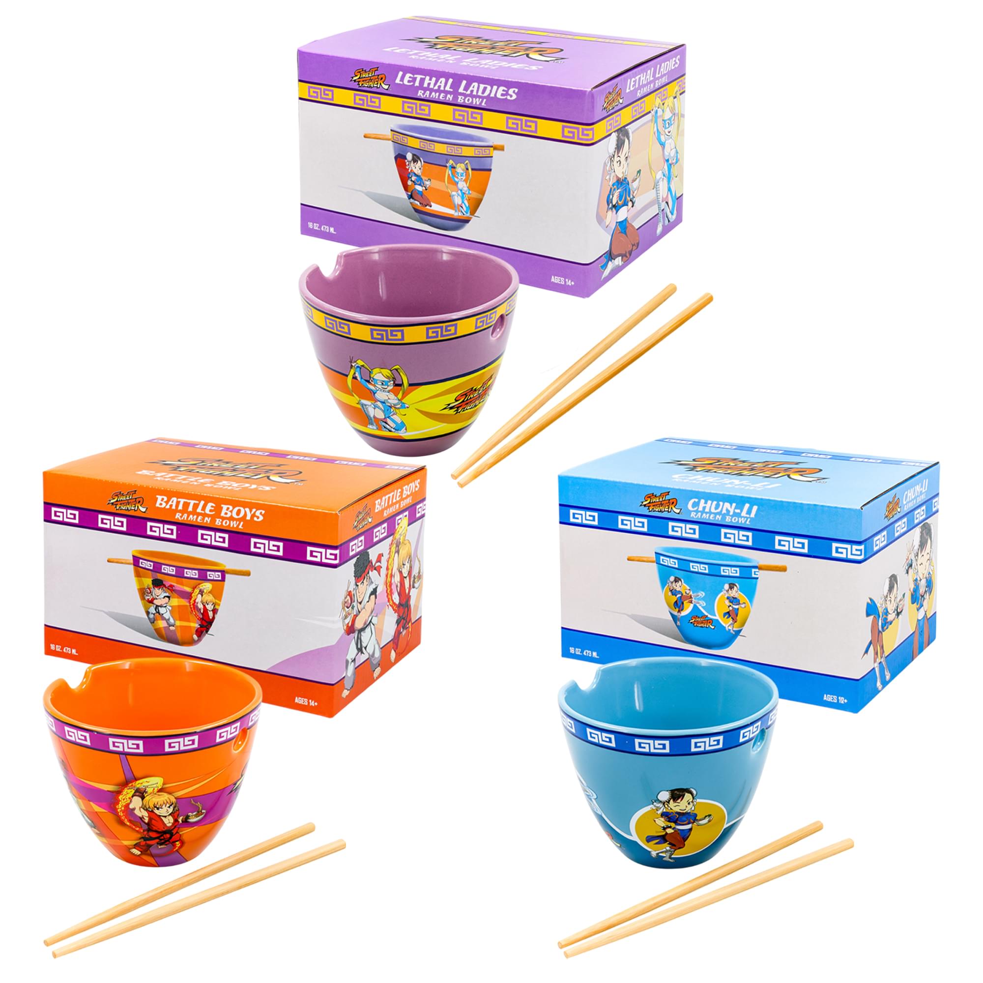Street Fighter Ramen Bowl and Chopstick Set Of 3