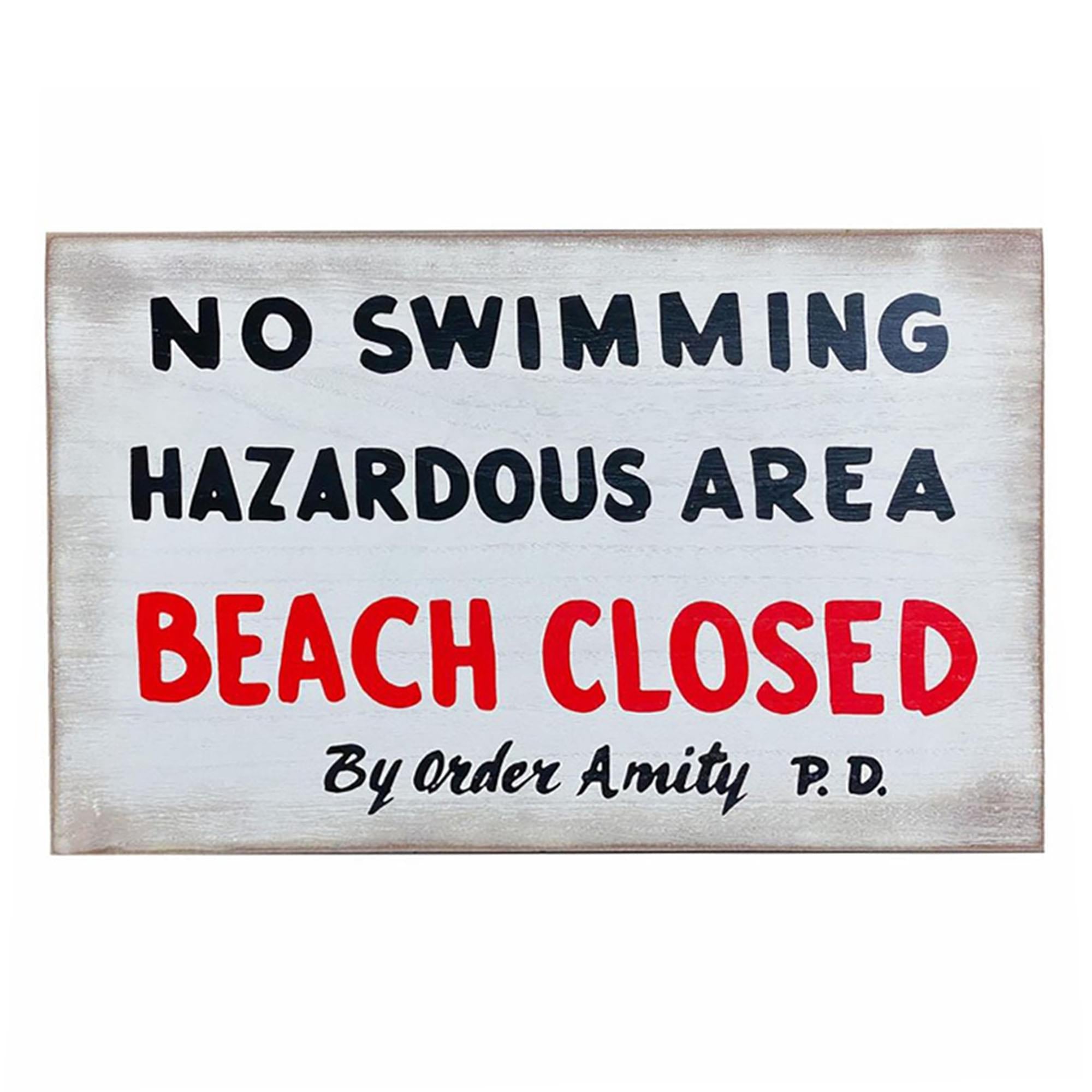 JAWS No Swimming Replica Wood Sign