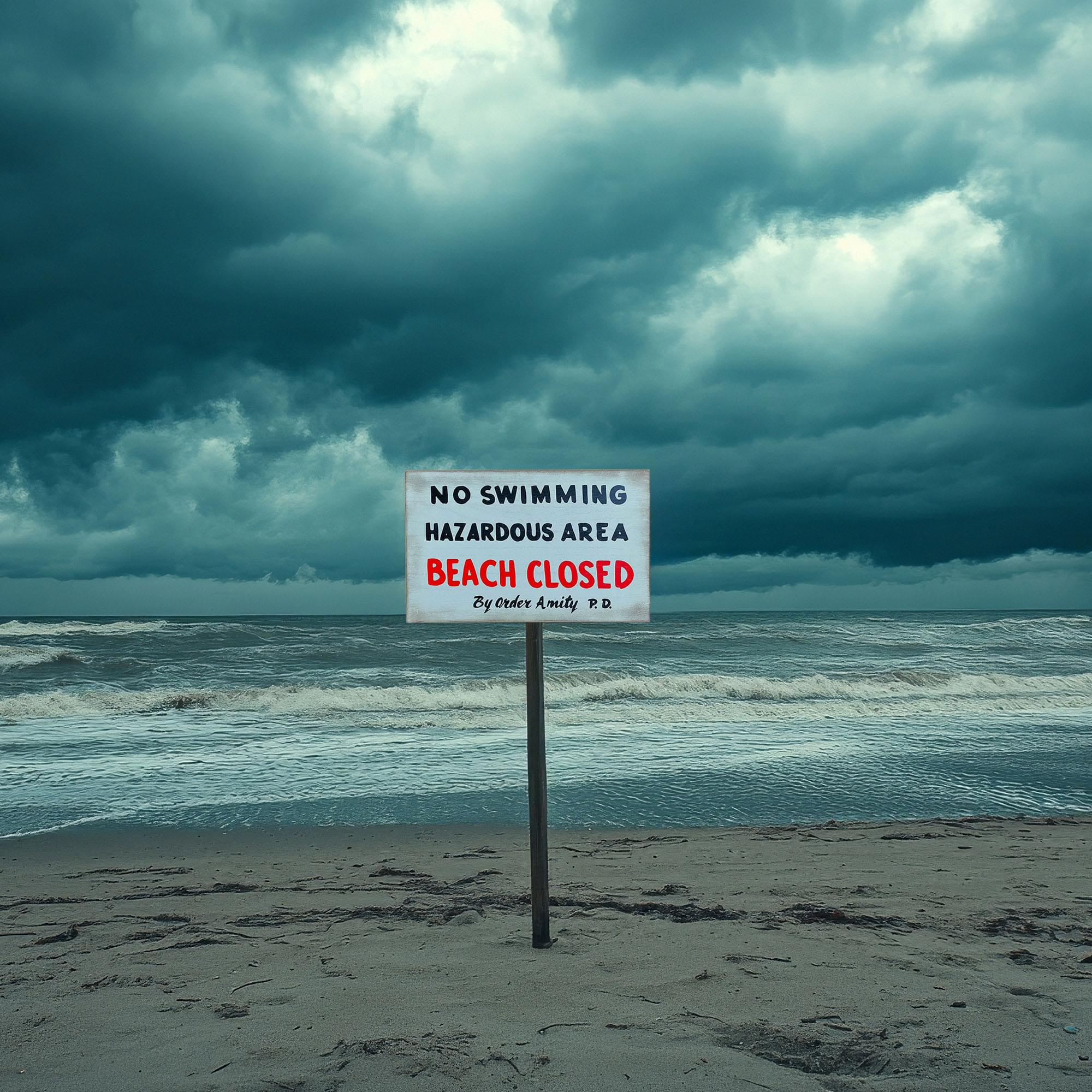JAWS No Swimming Replica Wood Sign