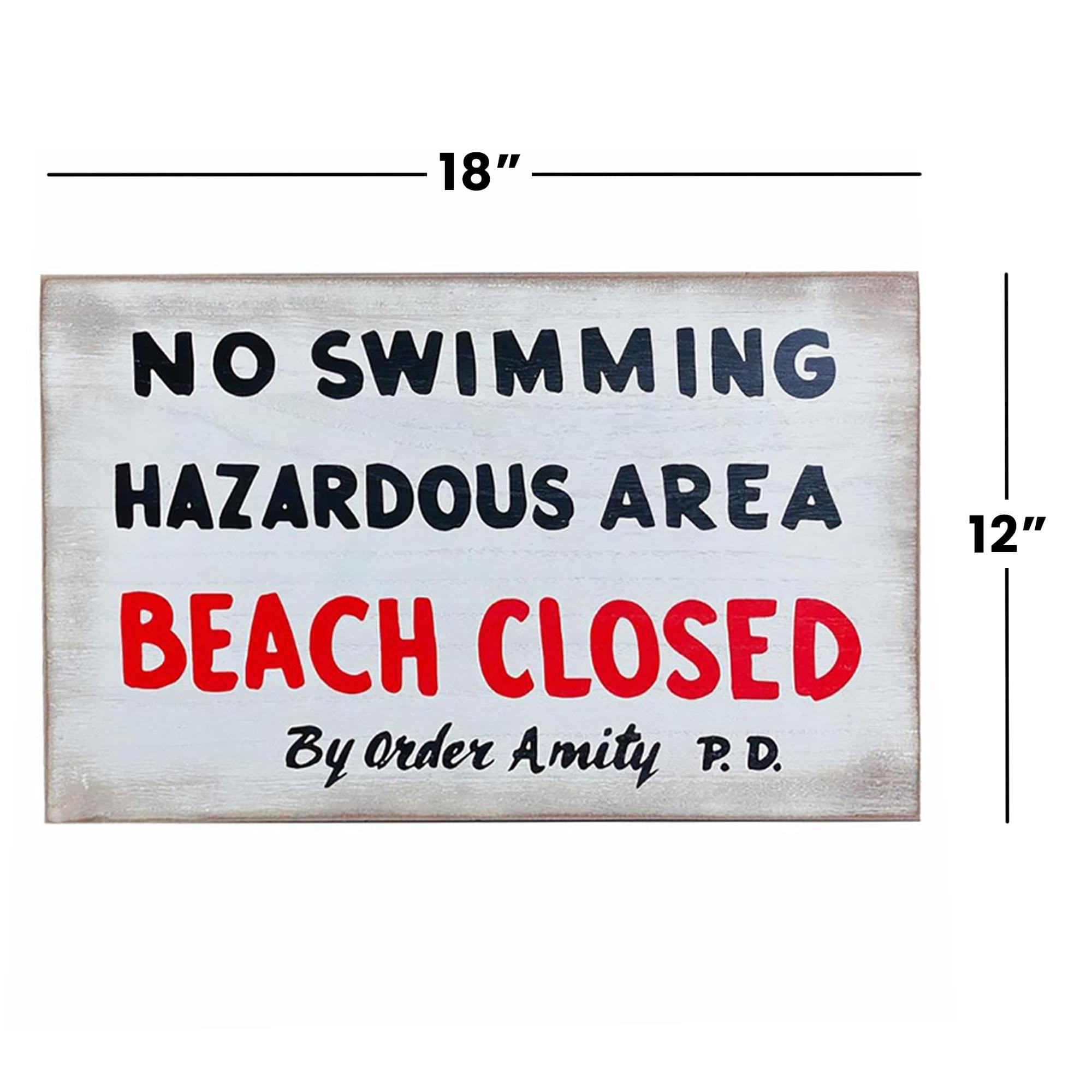 JAWS No Swimming Replica Wood Sign