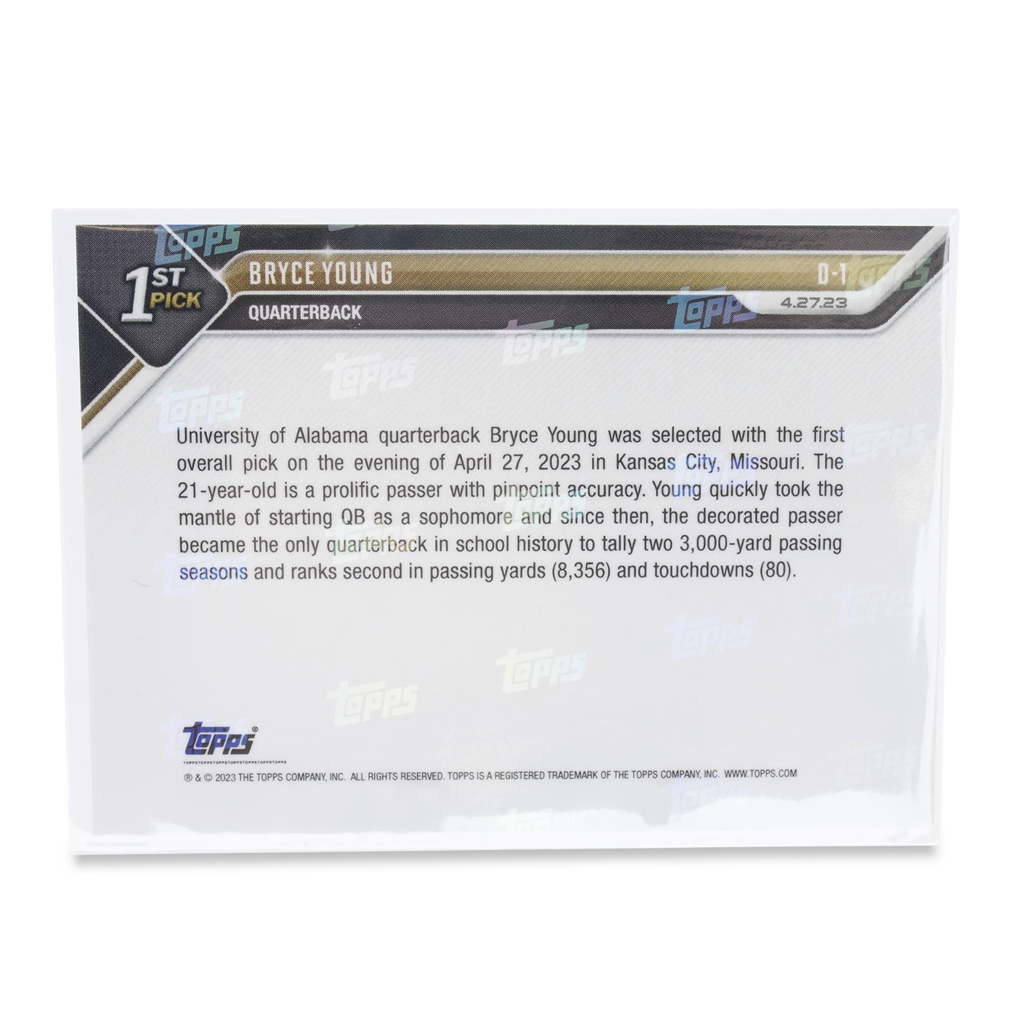 TOPPS NOW 2023 Football Card D-1 | Bryce Young