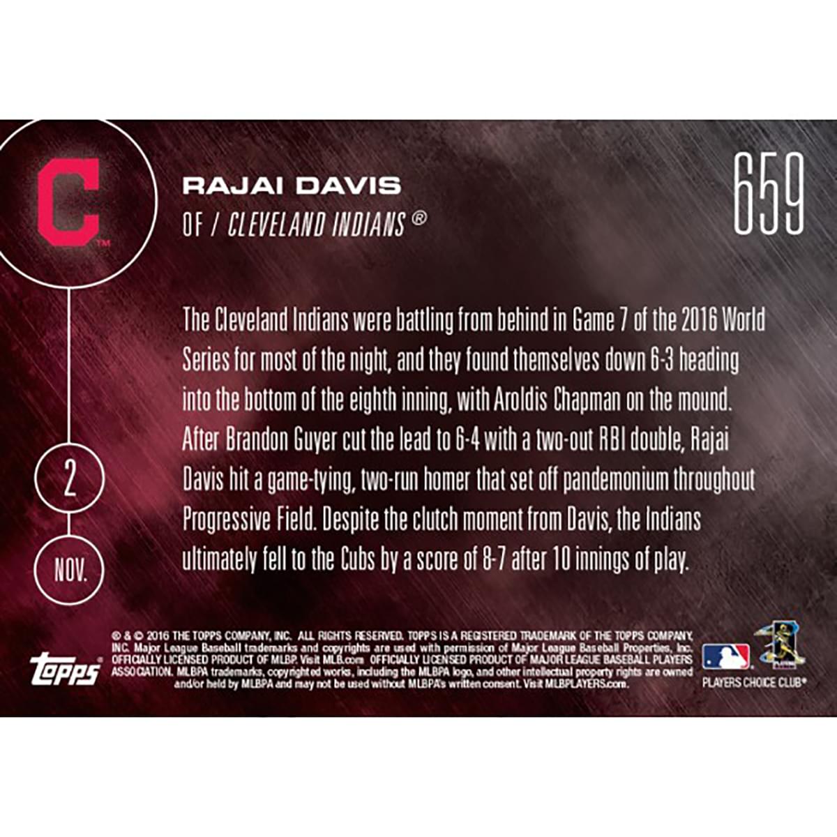 MLB Cleveland Indians Rajai Davis #659 2016 Topps NOW Trading Card