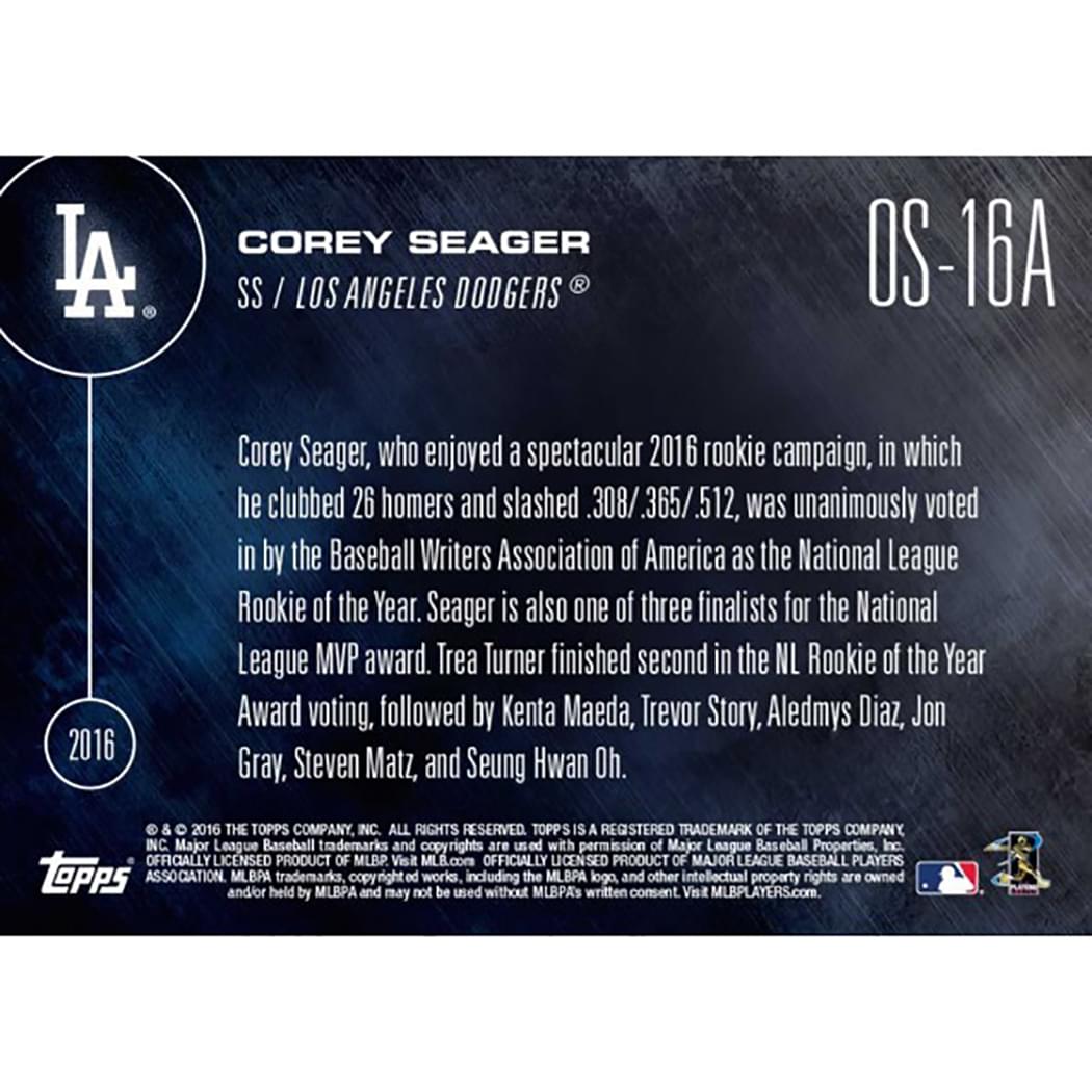 Topps NOW NL Rookie Of Year Dodgers Corey Seager RC Card #OS16A