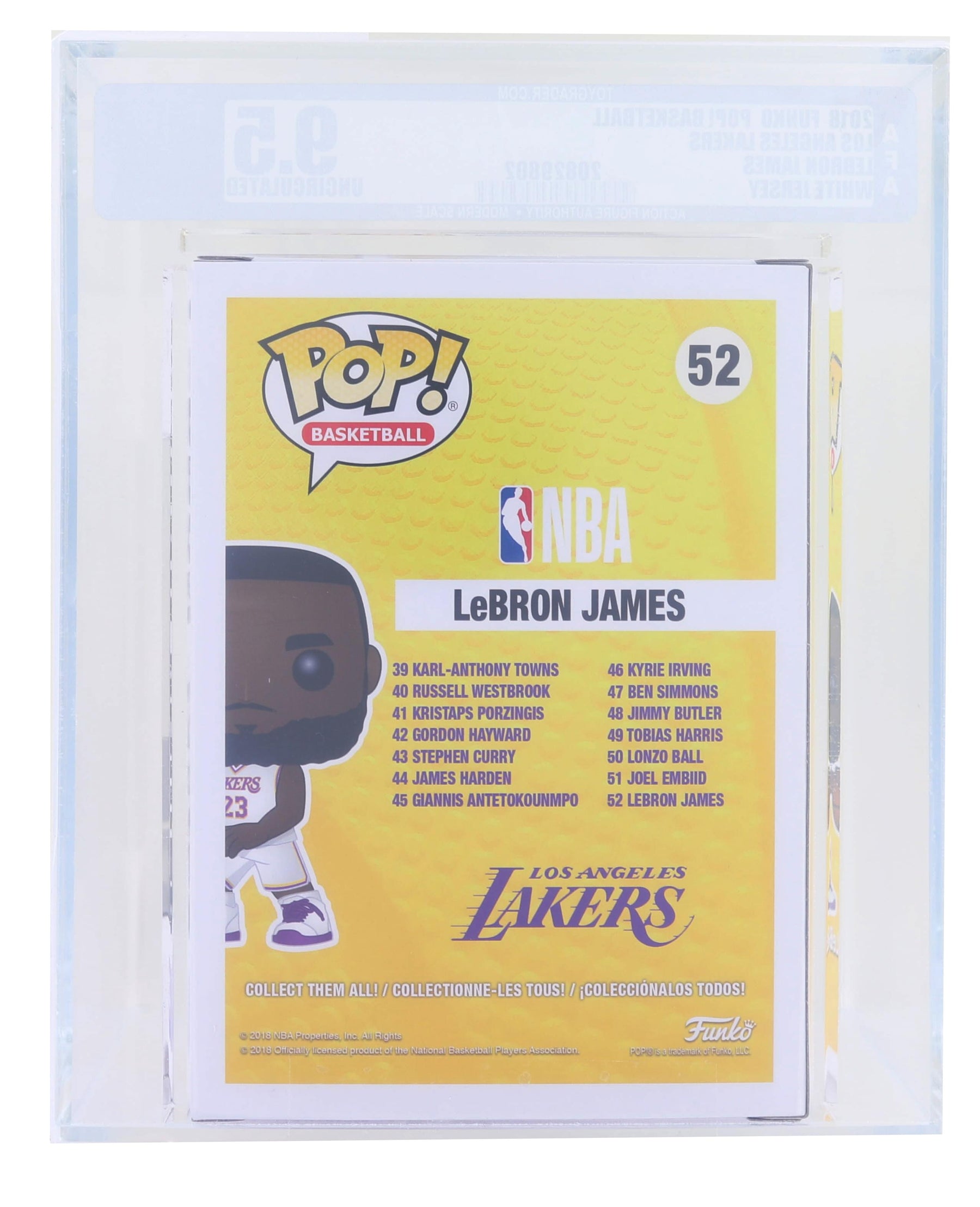 LA Lakers NBA Funko POP | Lebron White Jersey | Graded AFA 9.5