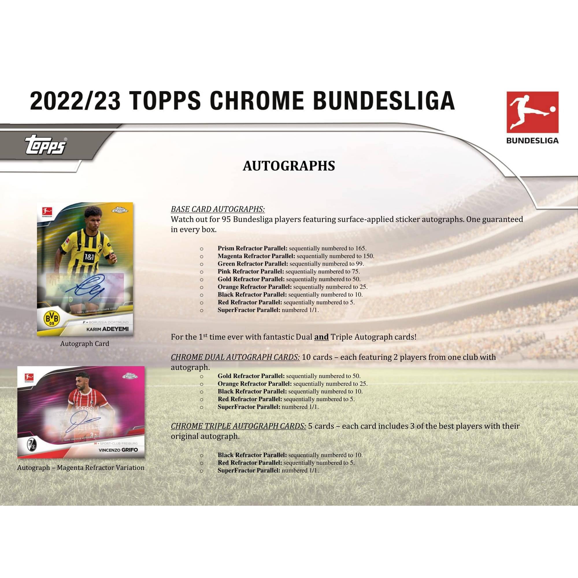 Bundesliga Soccer 2022/23 Topps Chrome Hobby Box | 20 Packs