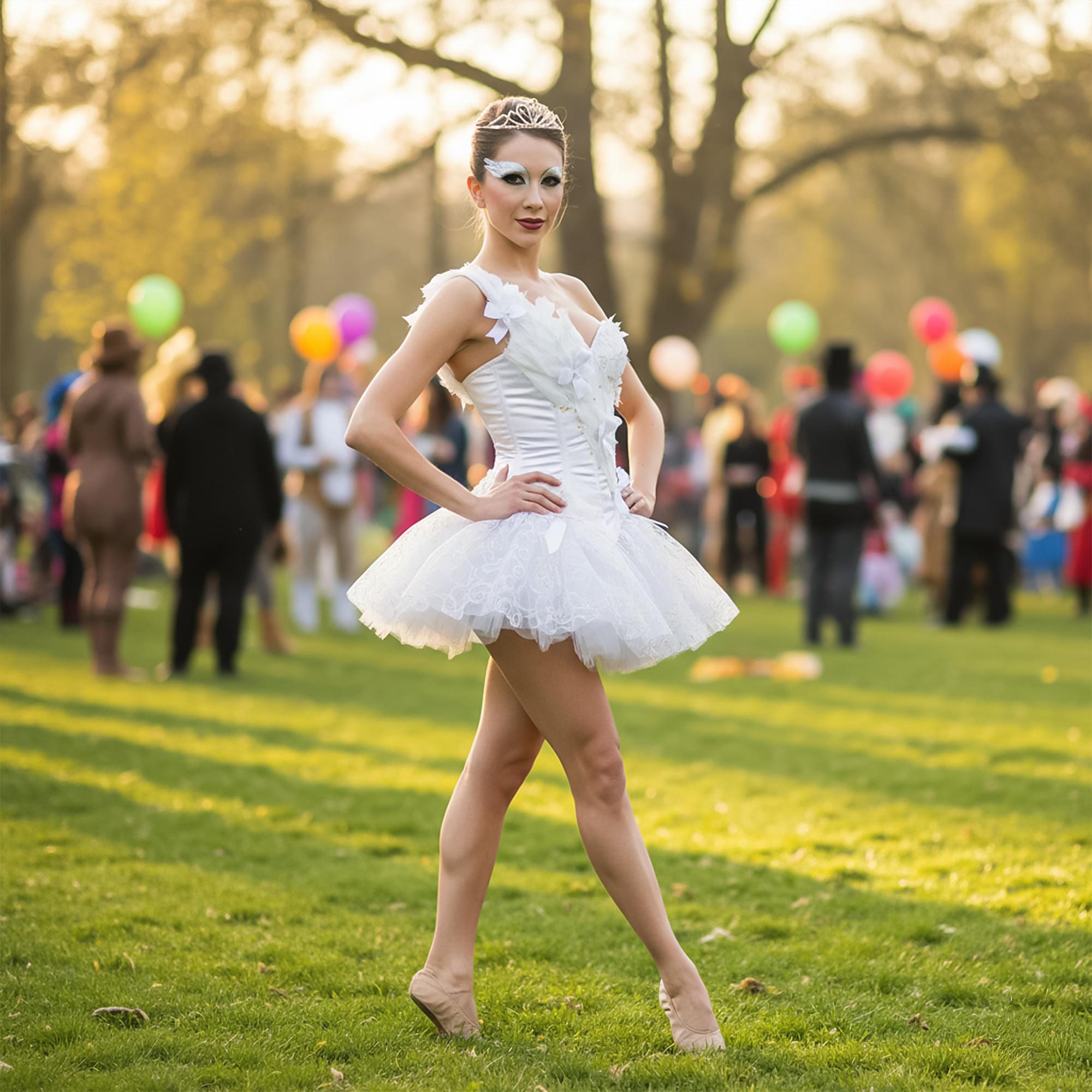 White Ballerina Swan . Waist Adult Costume