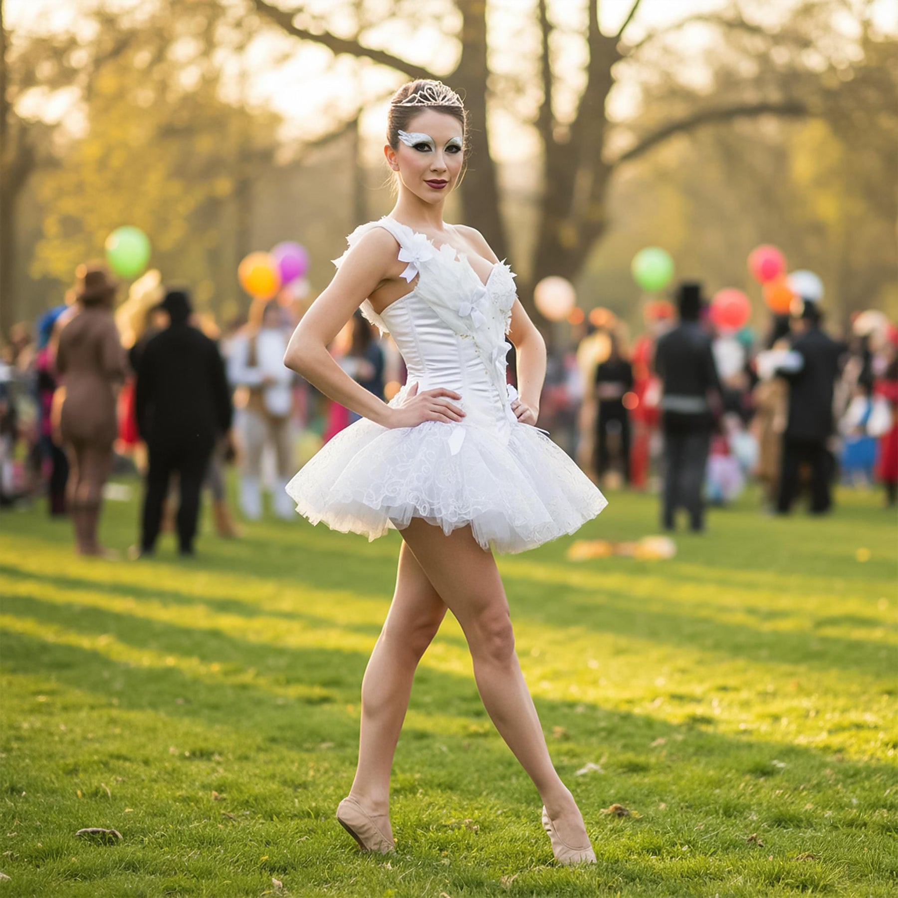 White Ballerina Swan . Waist Adult Costume