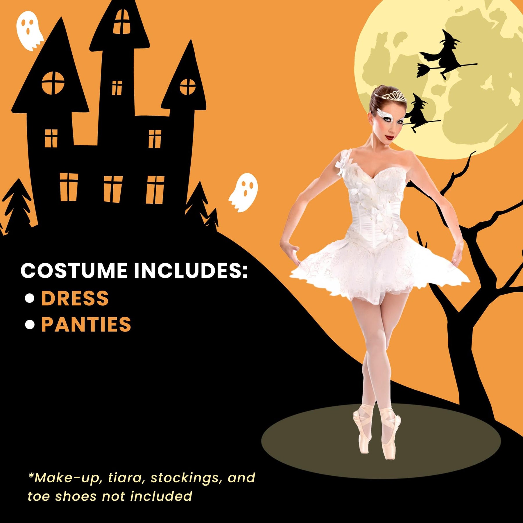 White Ballerina Swan . Waist Adult Costume