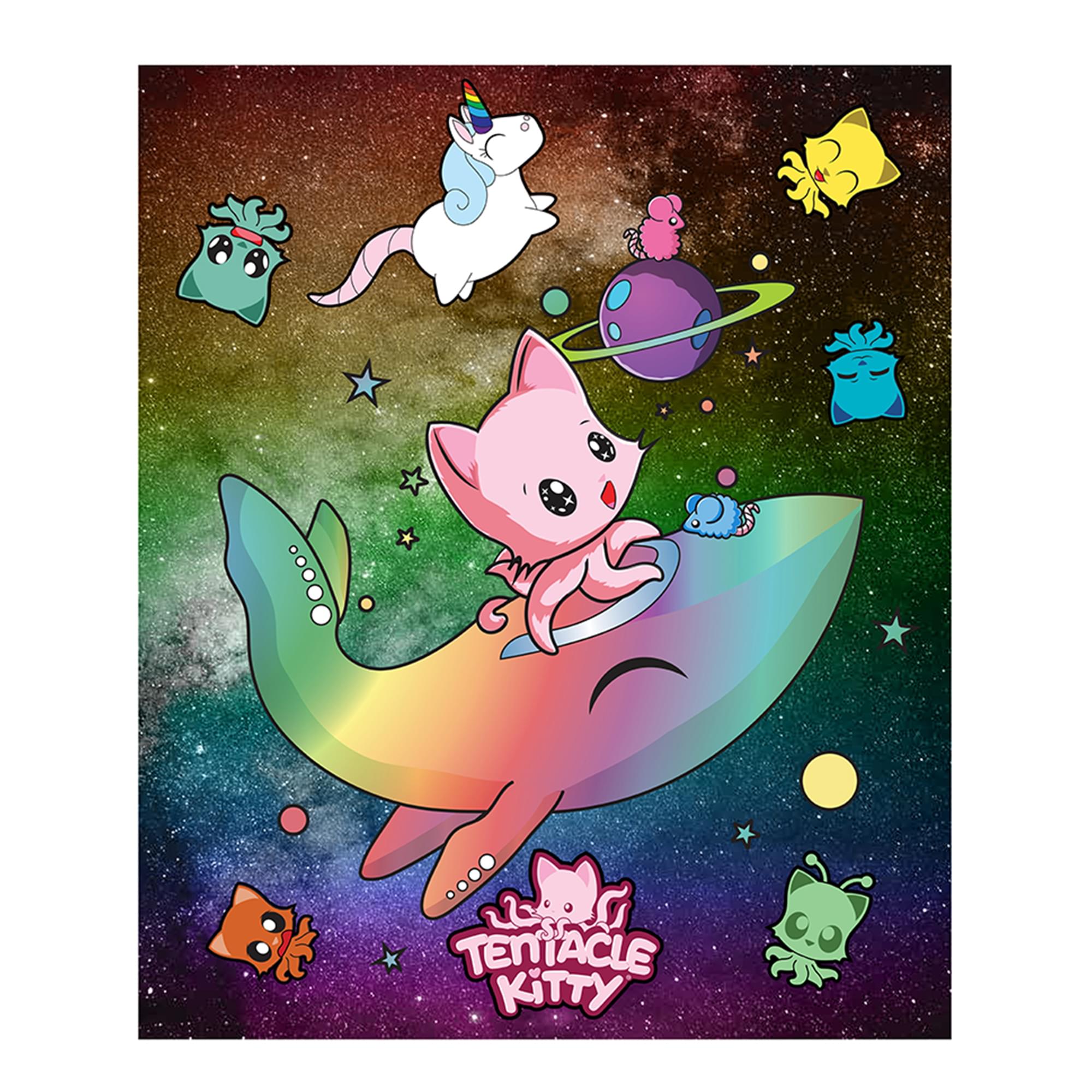 Tentacke Kitty Space 60 x 70 Inch Throw Blanket
