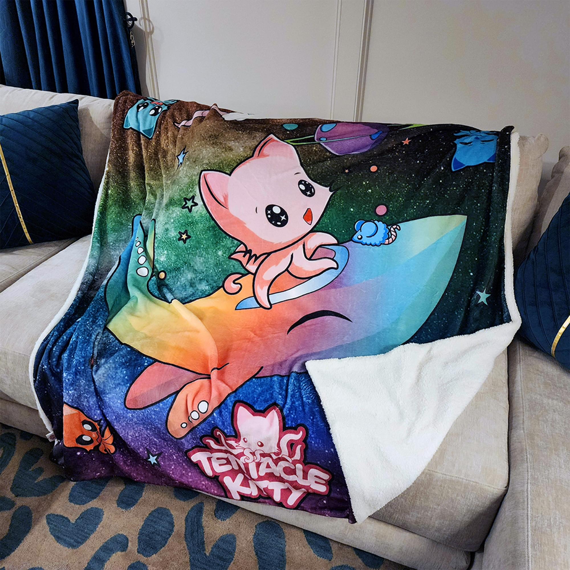 Tentacke Kitty Space 60 x 70 Inch Throw Blanket