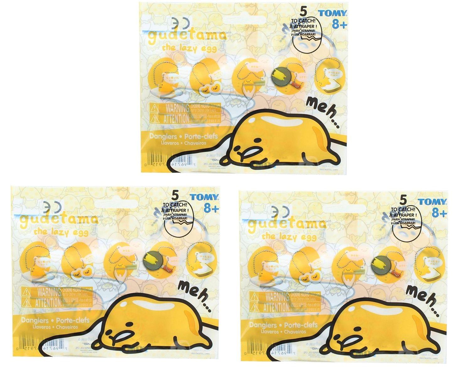 Gudetama the Lazy Egg Series 1 Blind Bag Dangler Keychain - Lot of 3