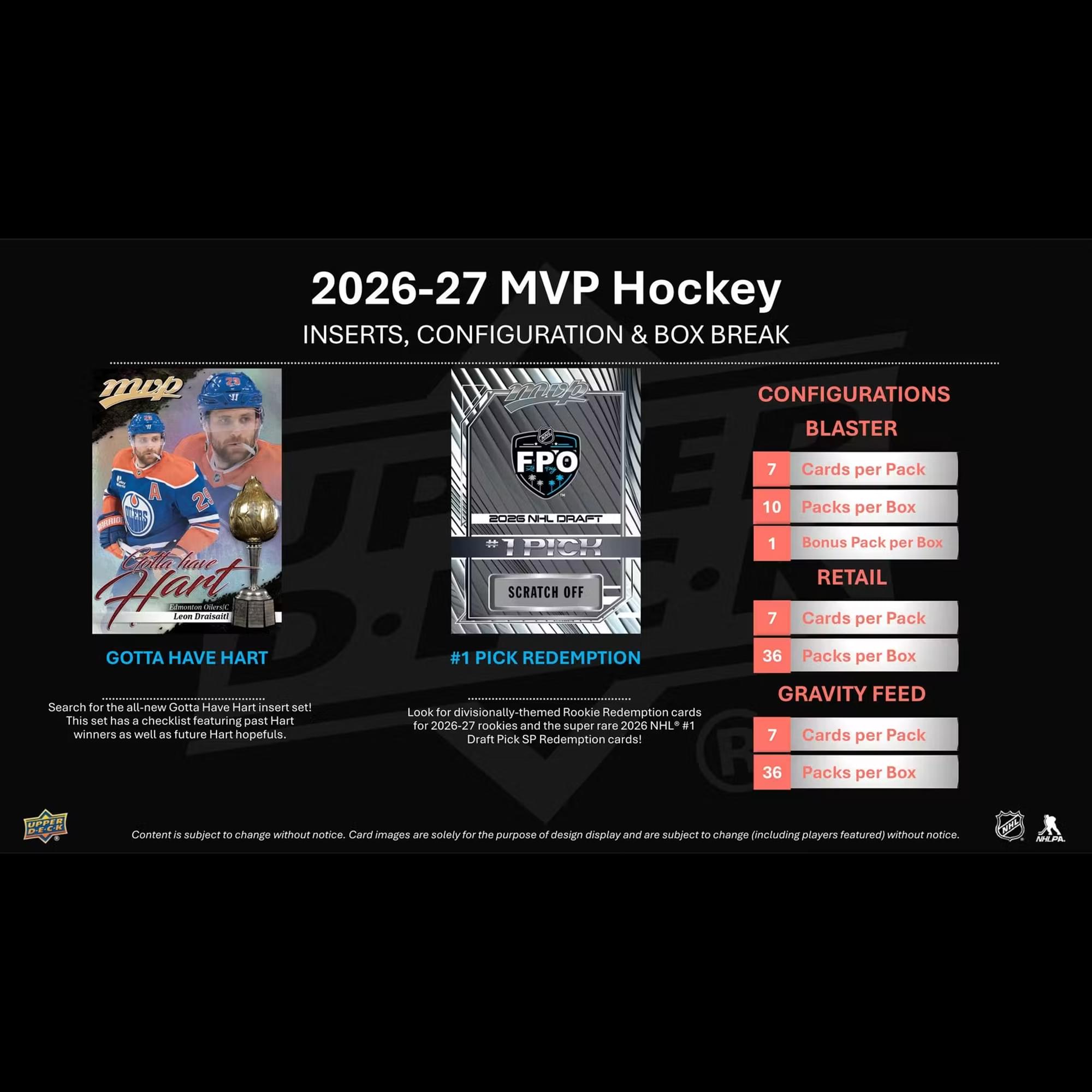 NHL 2026/27 Upper Deck MVP Hockey Blaster Box | 11 Packs