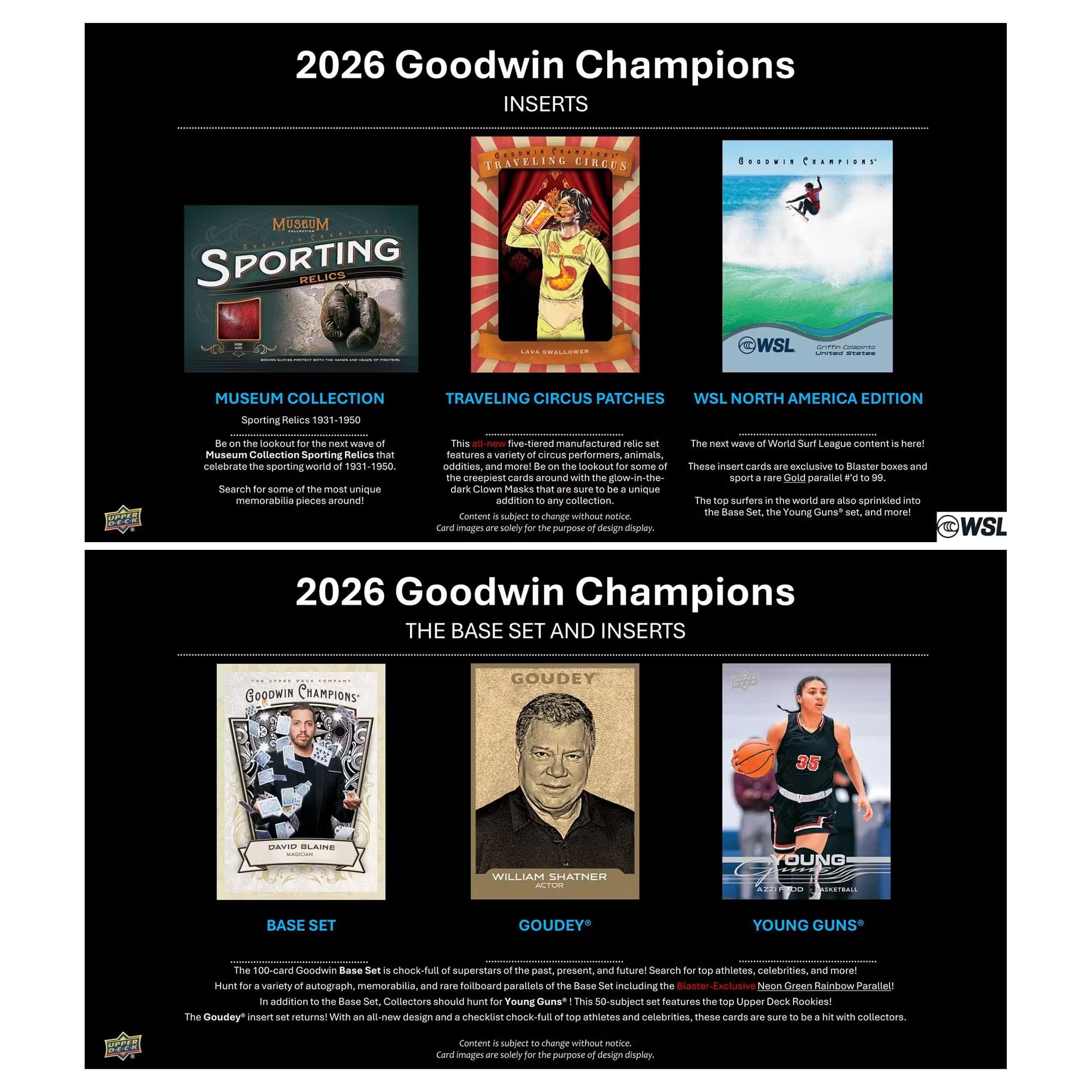 2026 Upper Deck Goodwin Champions Blaster Box | 6 Packs + Bonus Pack Per Box