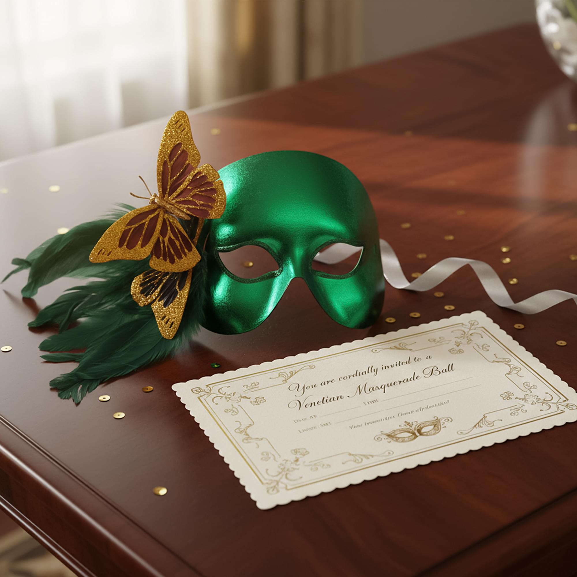 Green Garden Butterfly Mask Costume Accessory