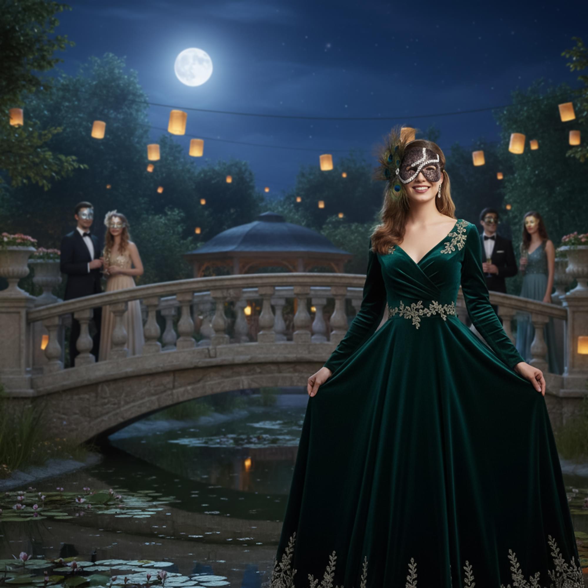 Peacock Heaven Black Mask Costume Accessory