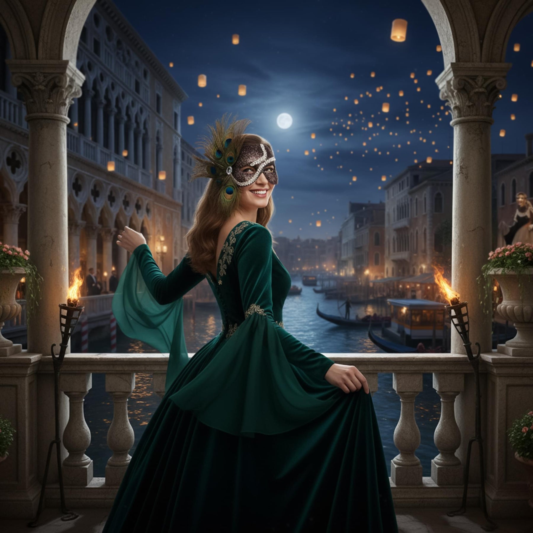 Peacock Heaven Black Mask Costume Accessory