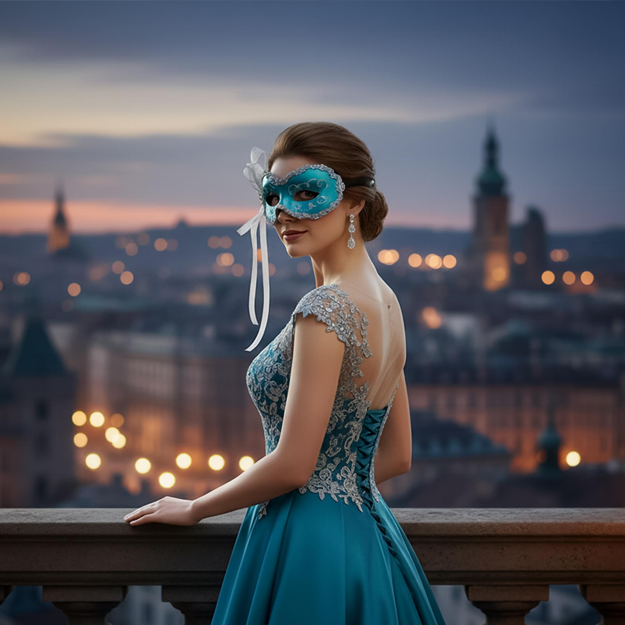 Angelina Light Blue Adult Costume Mask