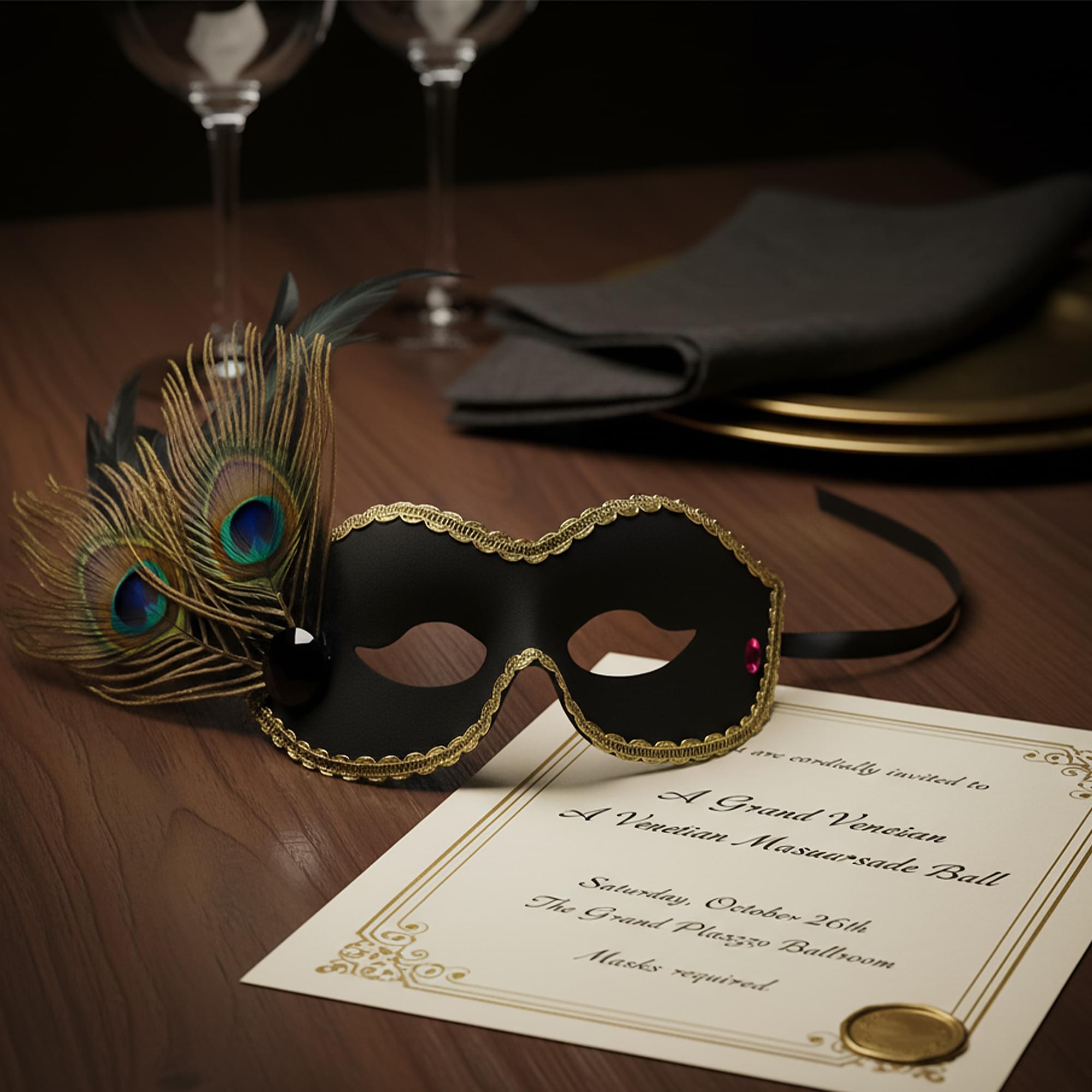 Daniella-Black/Gold Adult Costume Mask